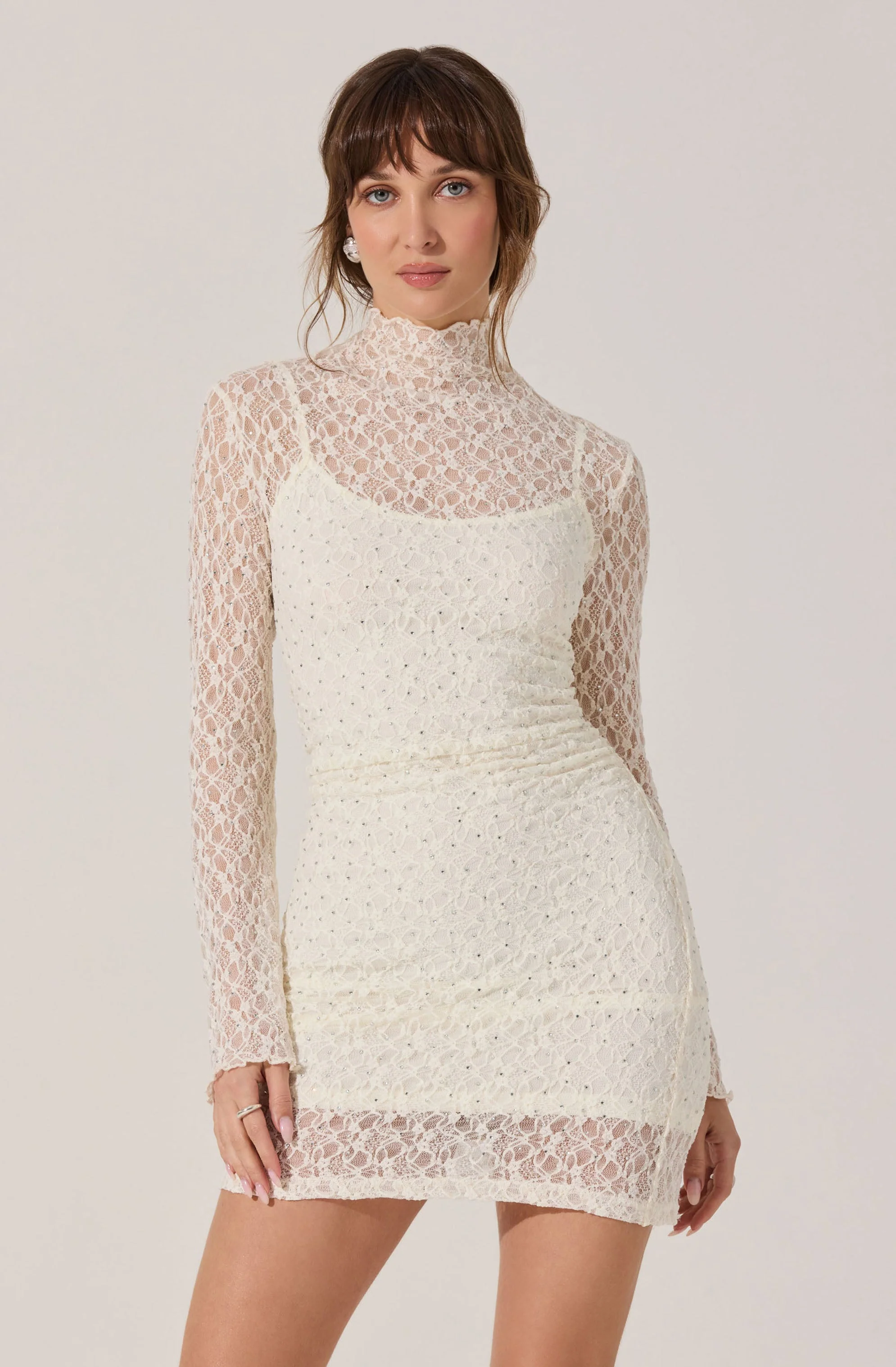 Kourtney Rhinestone Lace Mini Dress - Image 3