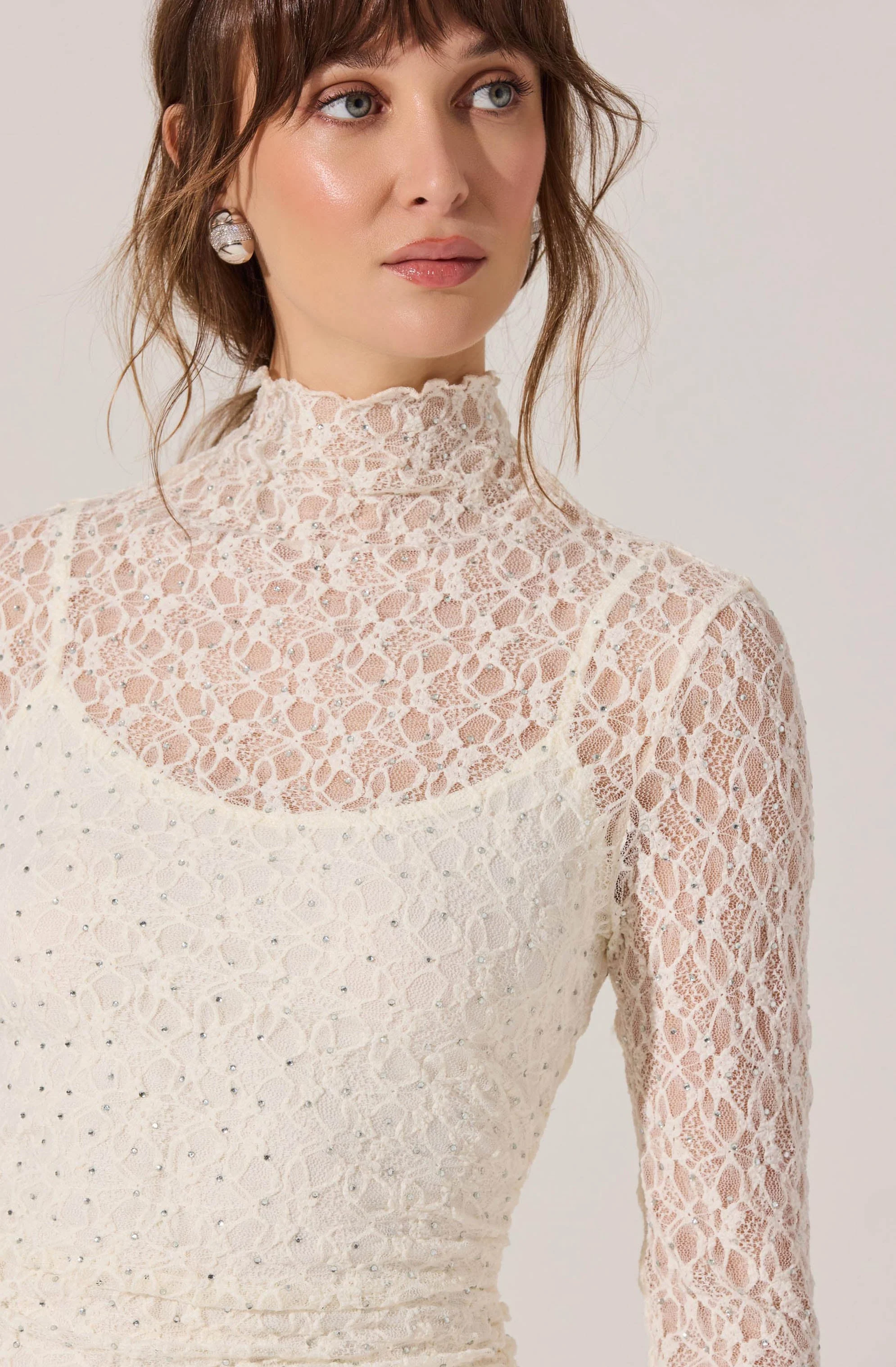 Kourtney Rhinestone Lace Mini Dress - Image 6