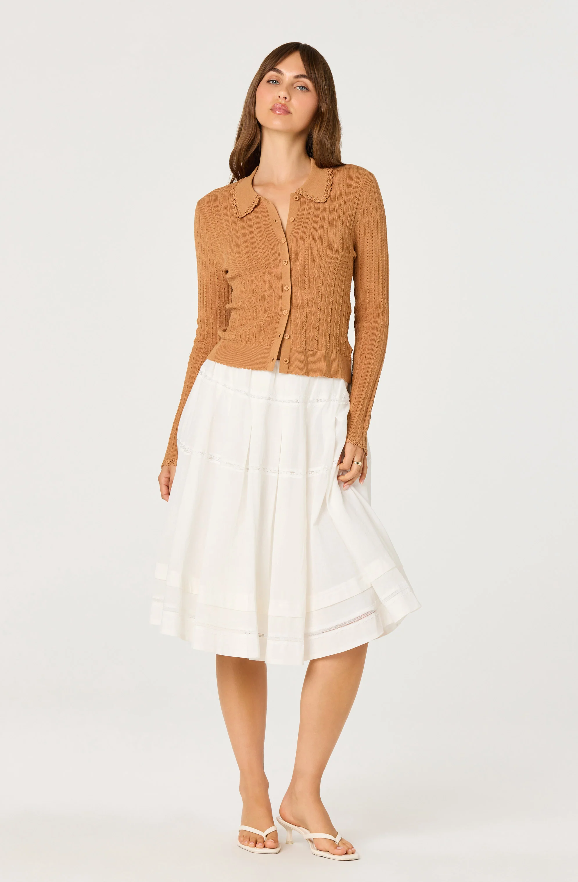 Kristen Pointelle Collar Cardigan - Image 5