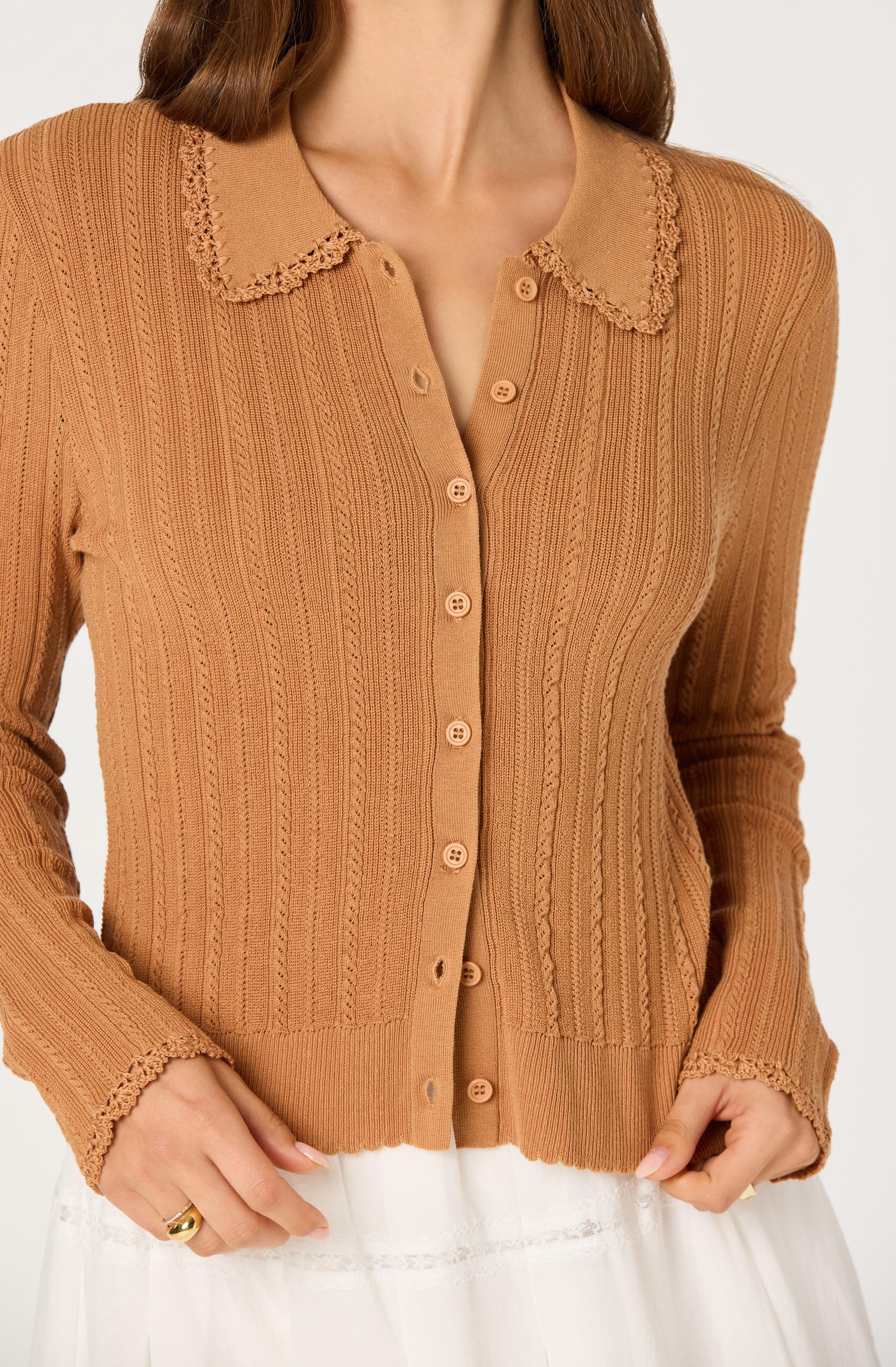 Kristen Pointelle Collar Cardigan - Image 6