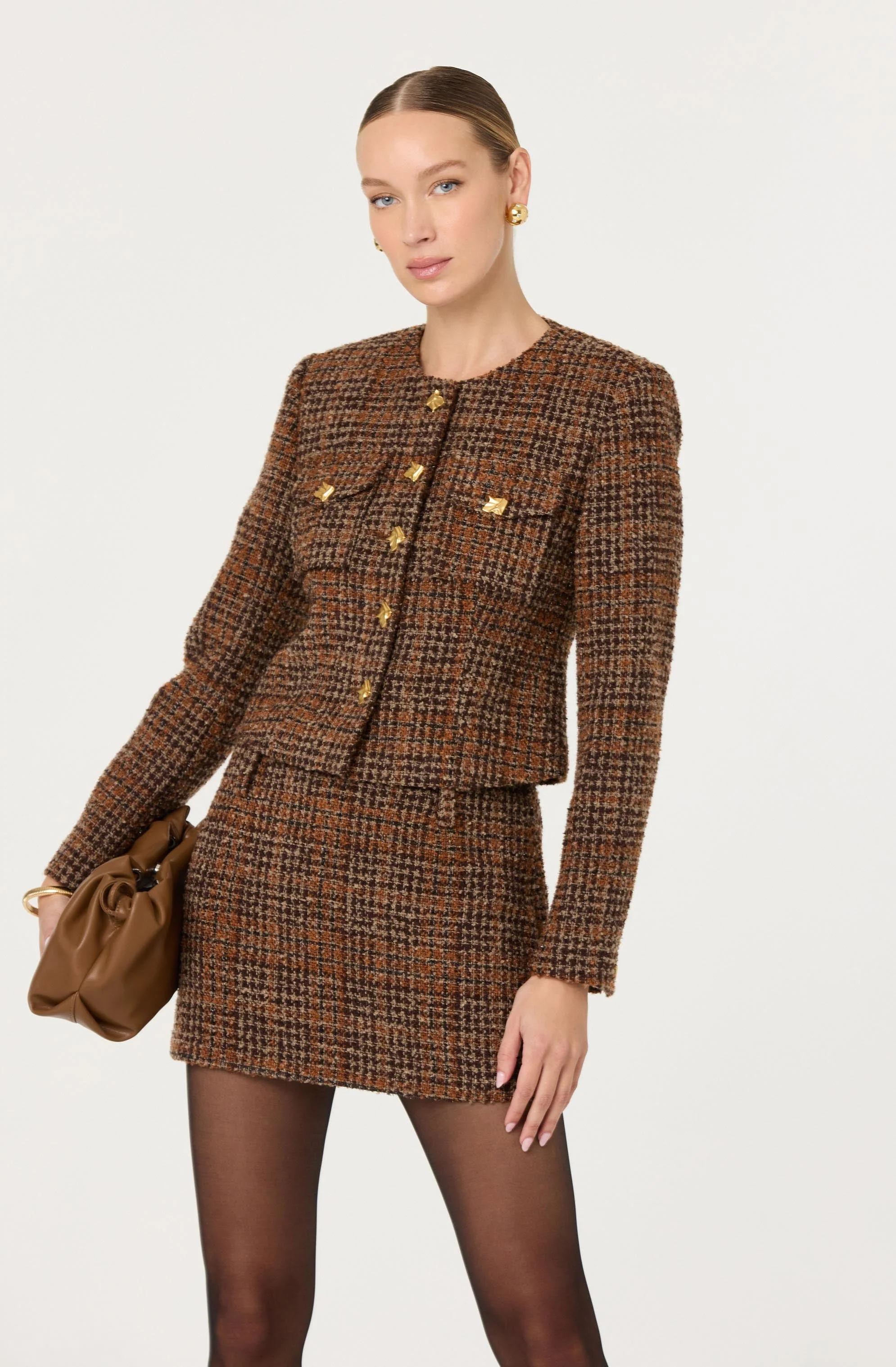 Kyleigh Plaid Tweed Mini Skirt - Image 2