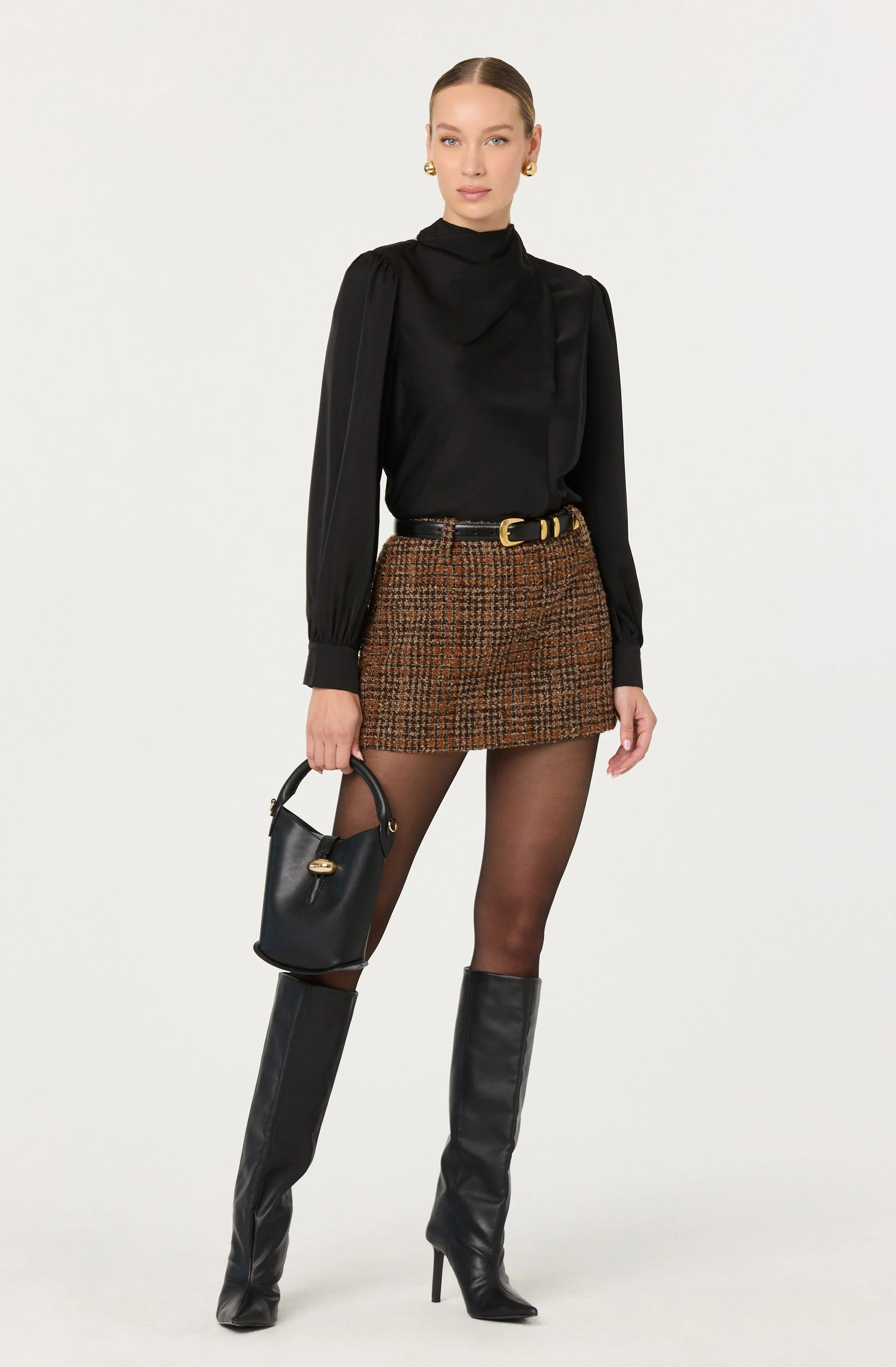 Kyleigh Plaid Tweed Mini Skirt - Image 6