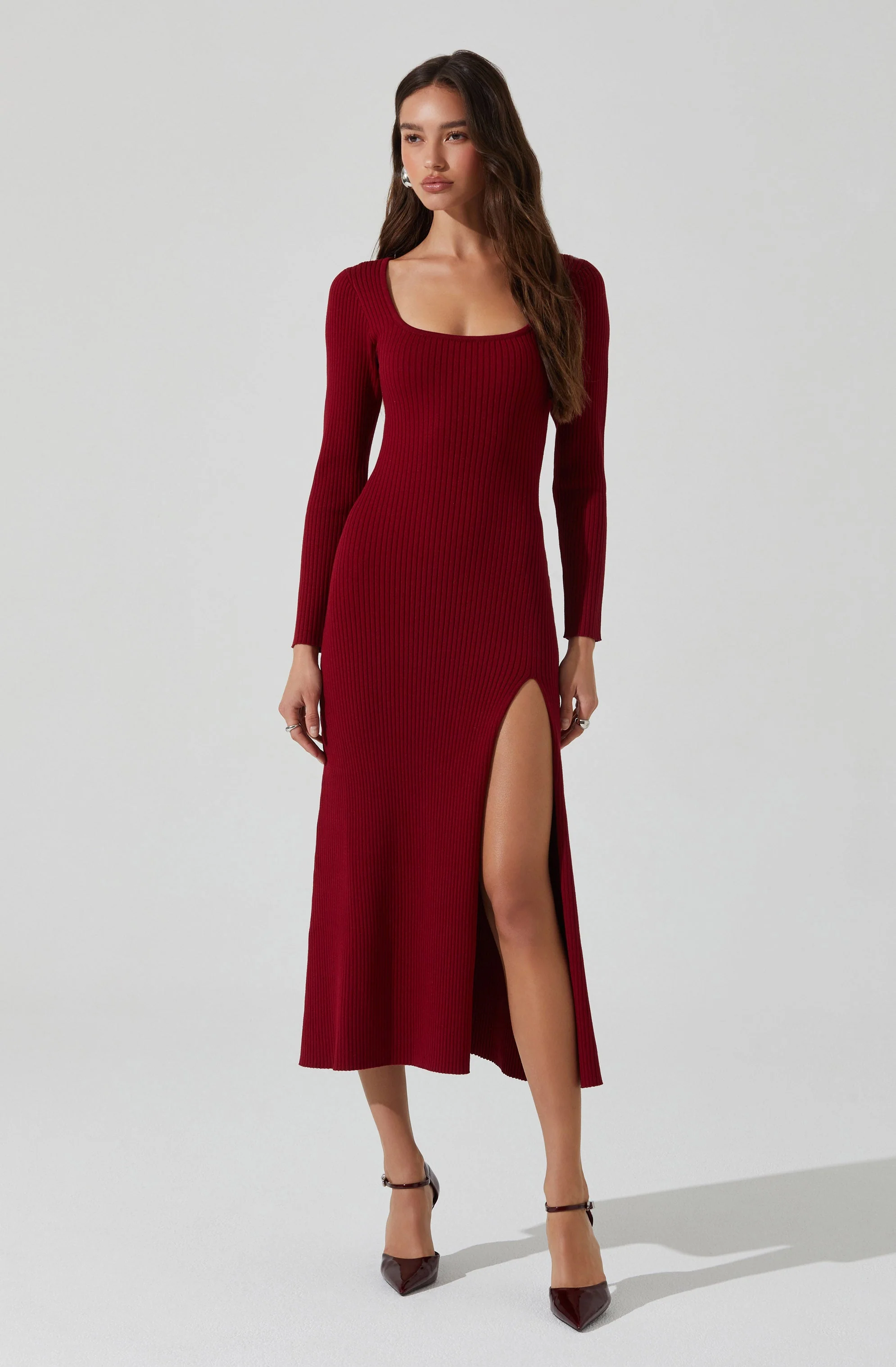 Kylie Ribbed Midi Sweater Dress - Image 3