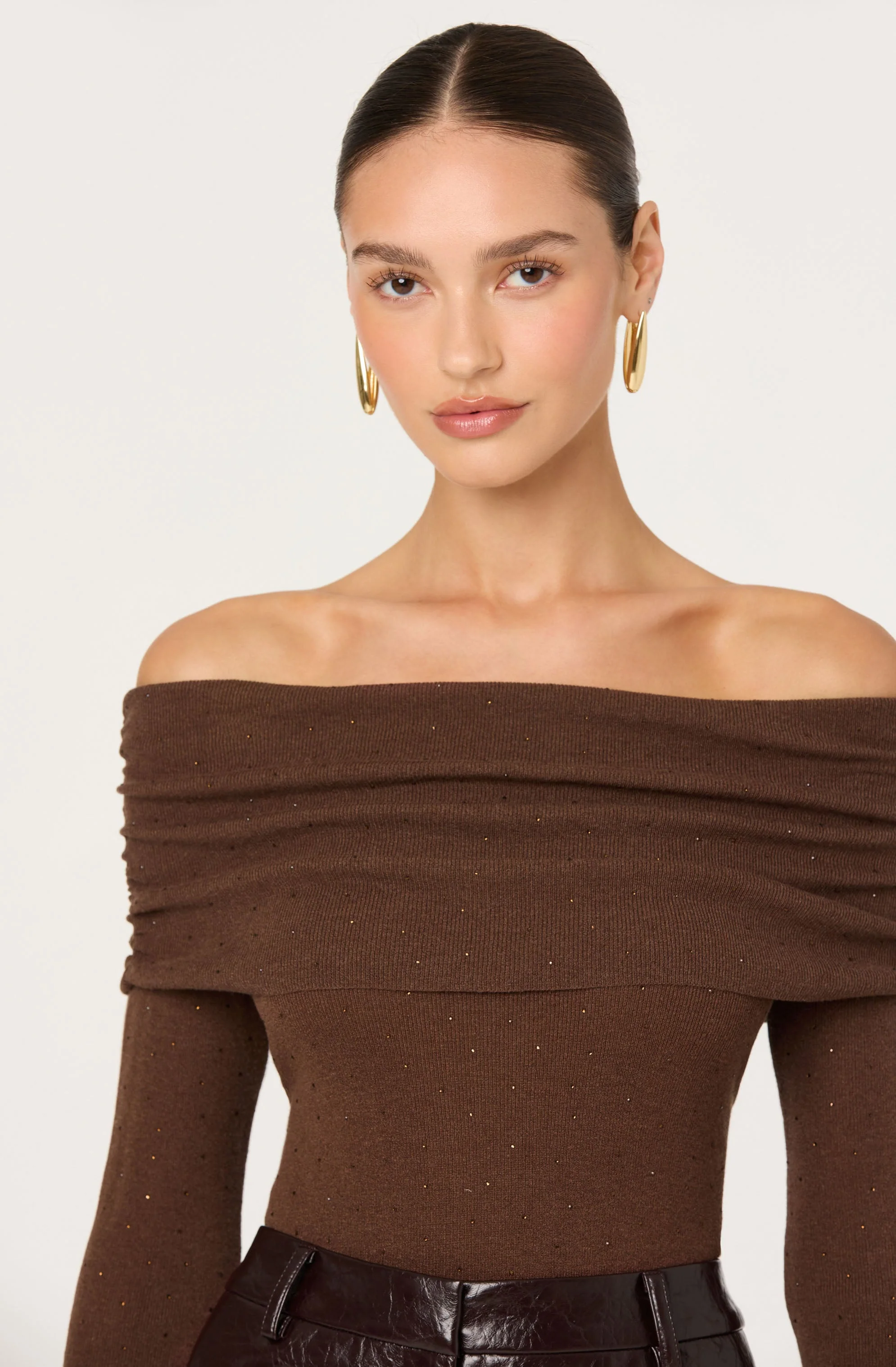 Kylin Off Shoulder Rhinestone Sweater - Image 11