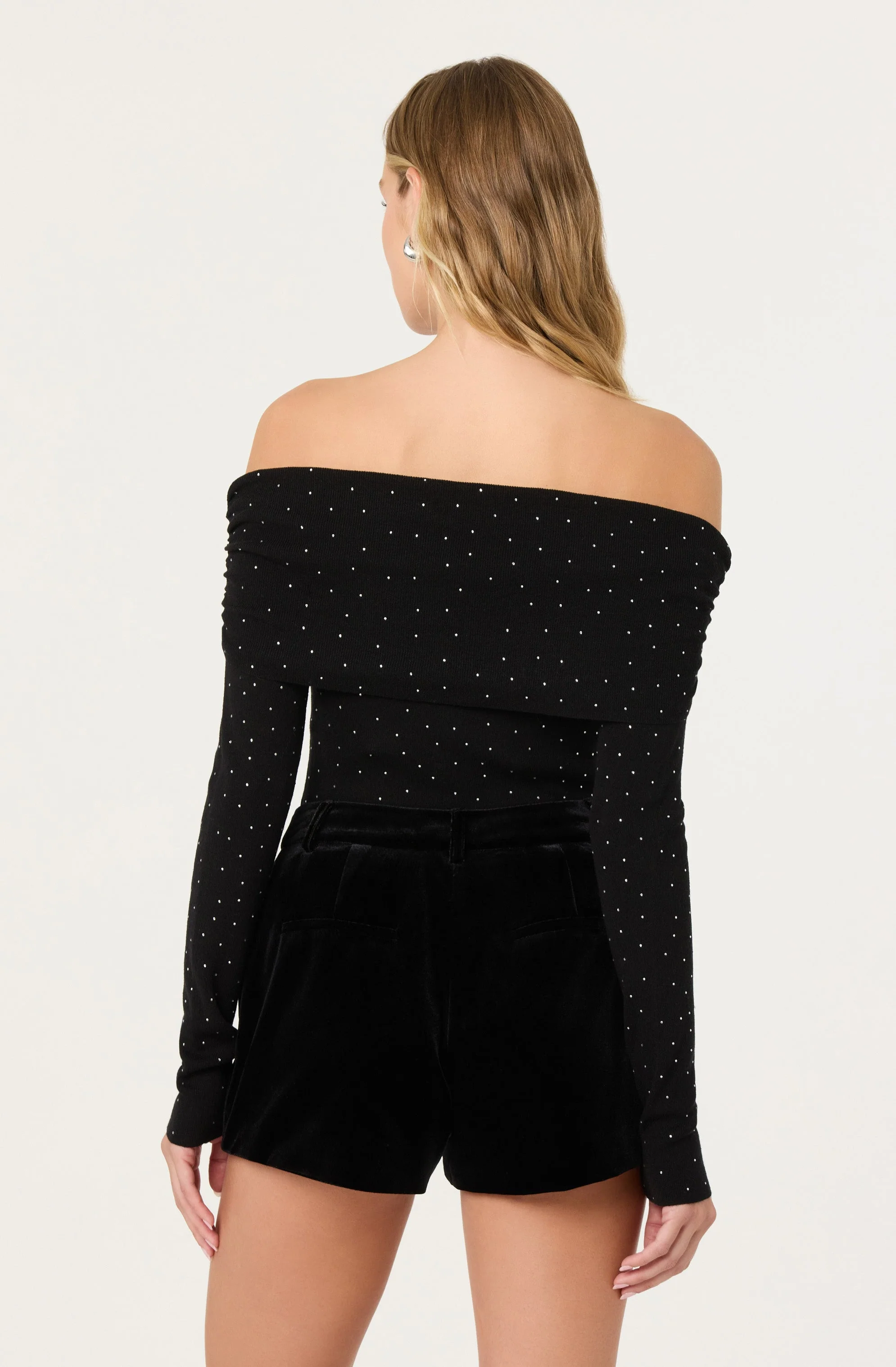 Kylin Off Shoulder Rhinestone Sweater - Image 5