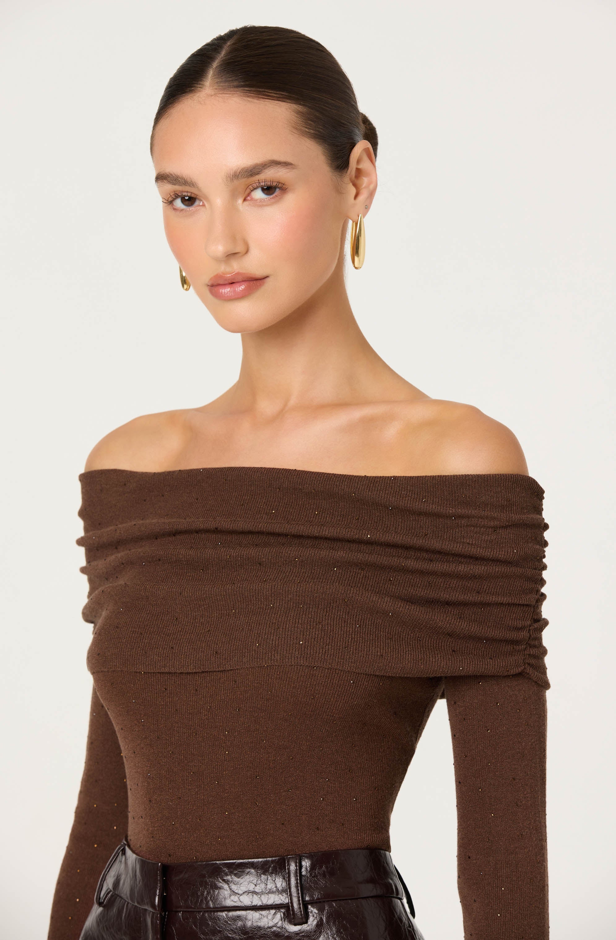 Kylin Off Shoulder Rhinestone Sweater - Image 7