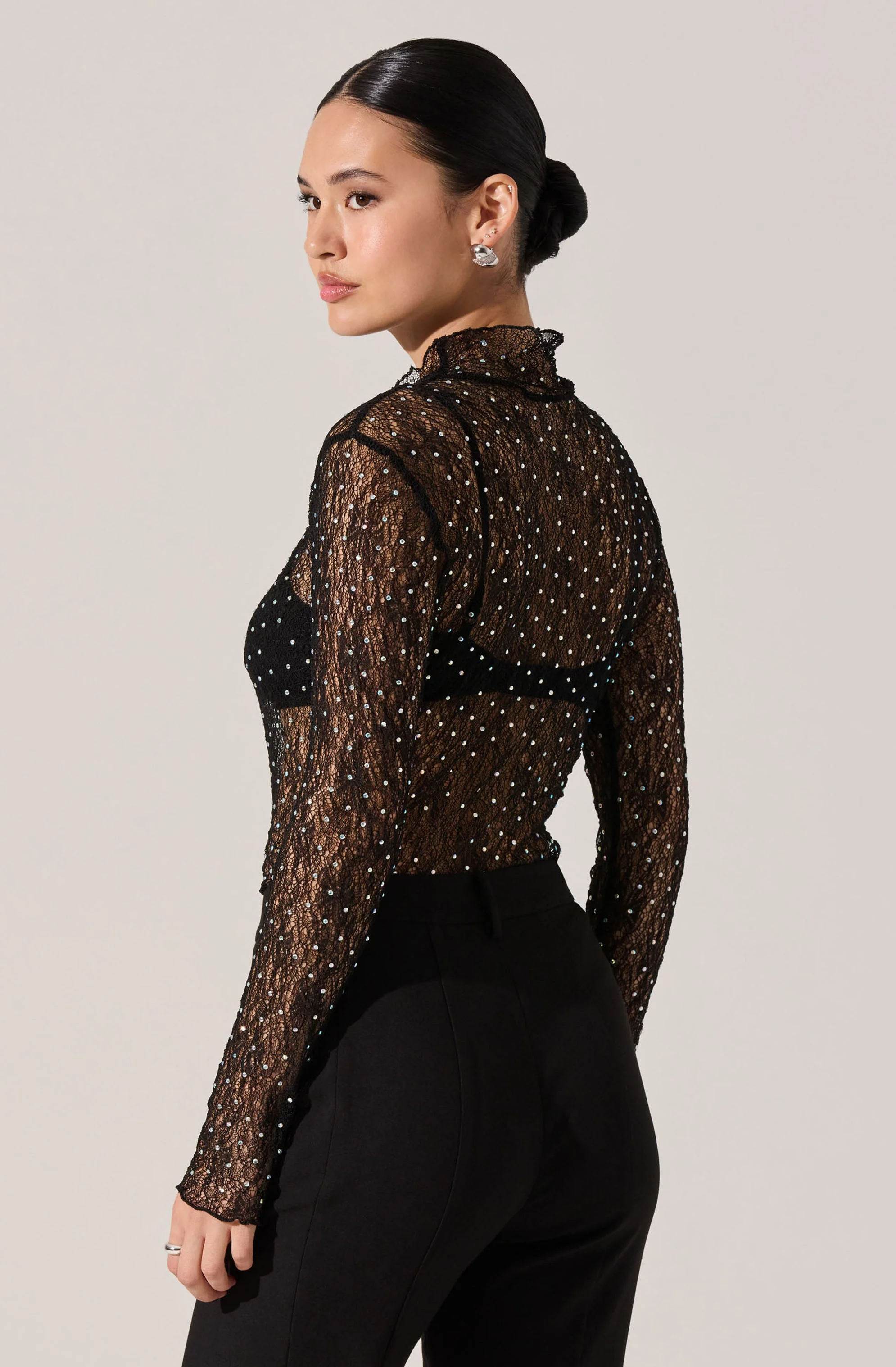 Kyra Rhinestone Lace Top - Image 2