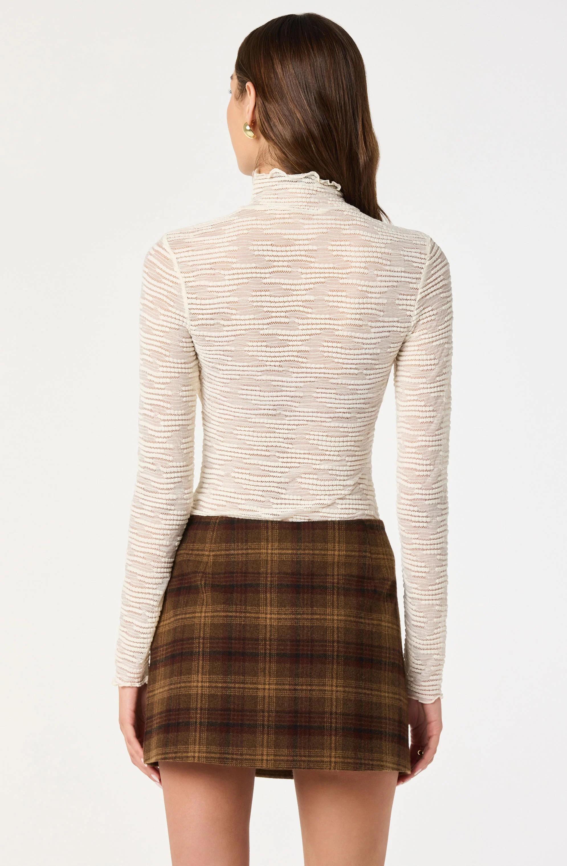 Kyra Long Sleeve Sheer Mock Neck Top - Image 4