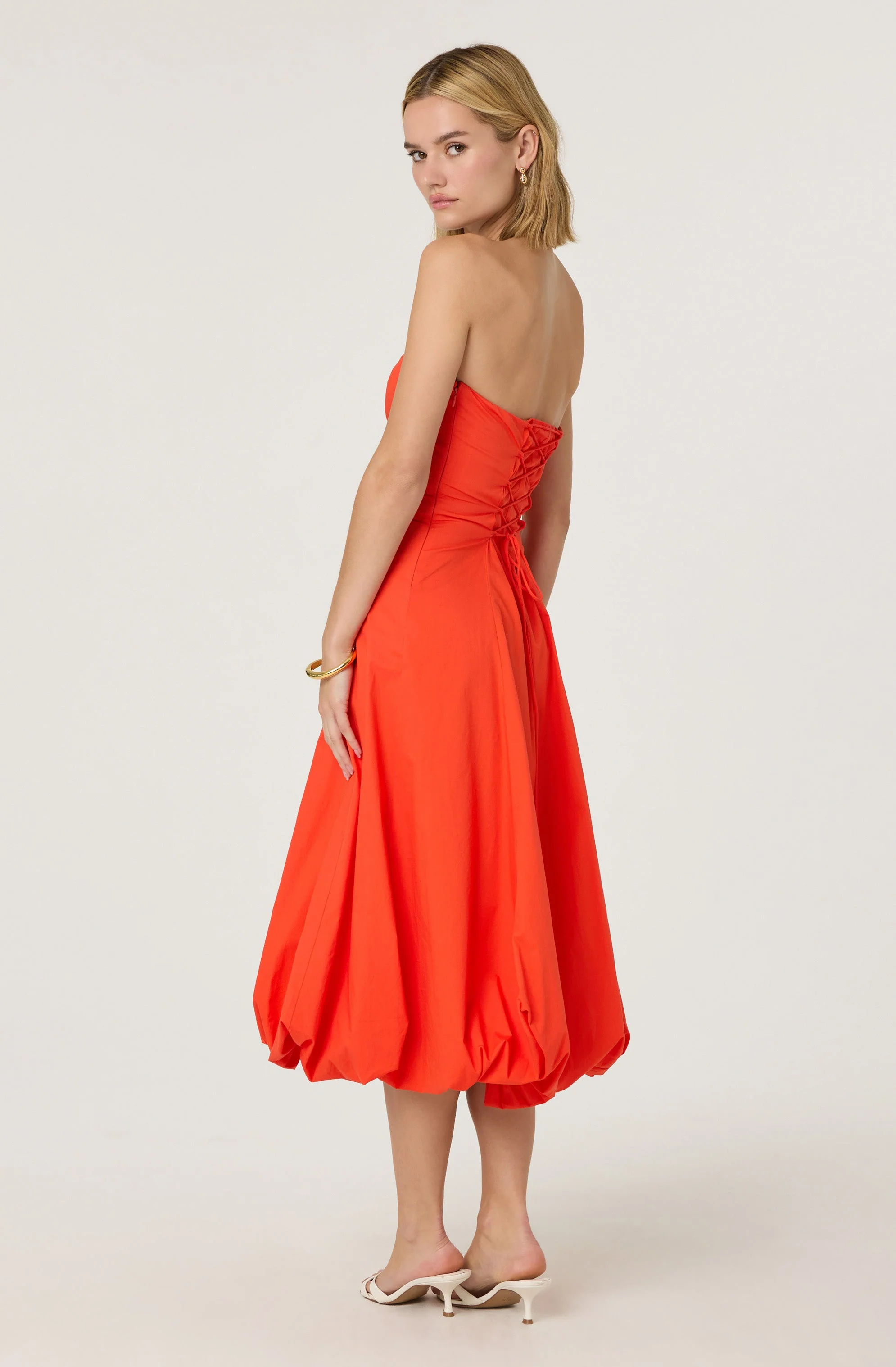 Lace Up Strapless Bubble Dress - Image 9