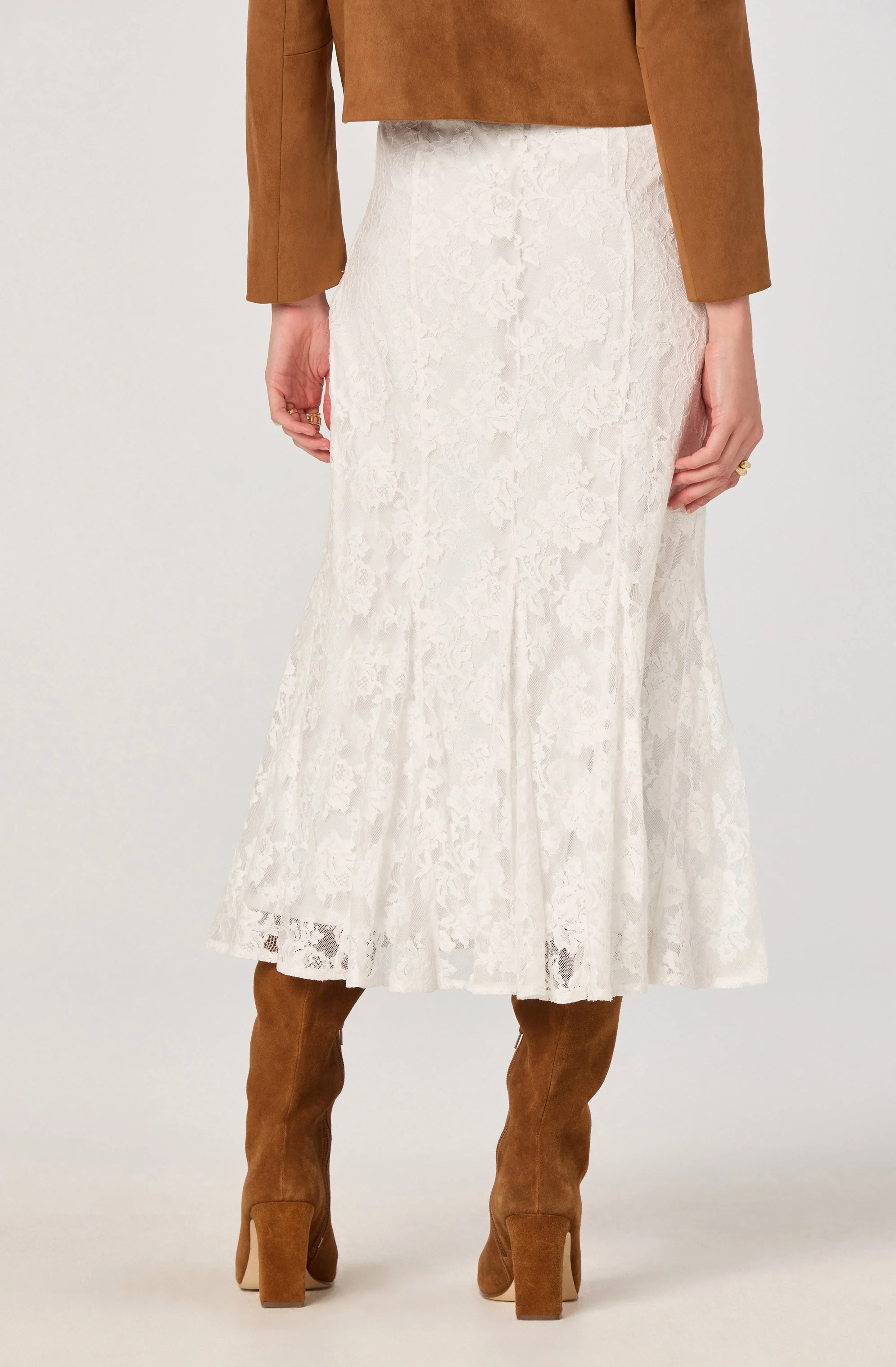 Lace Godet Midi Skirt - Image 3