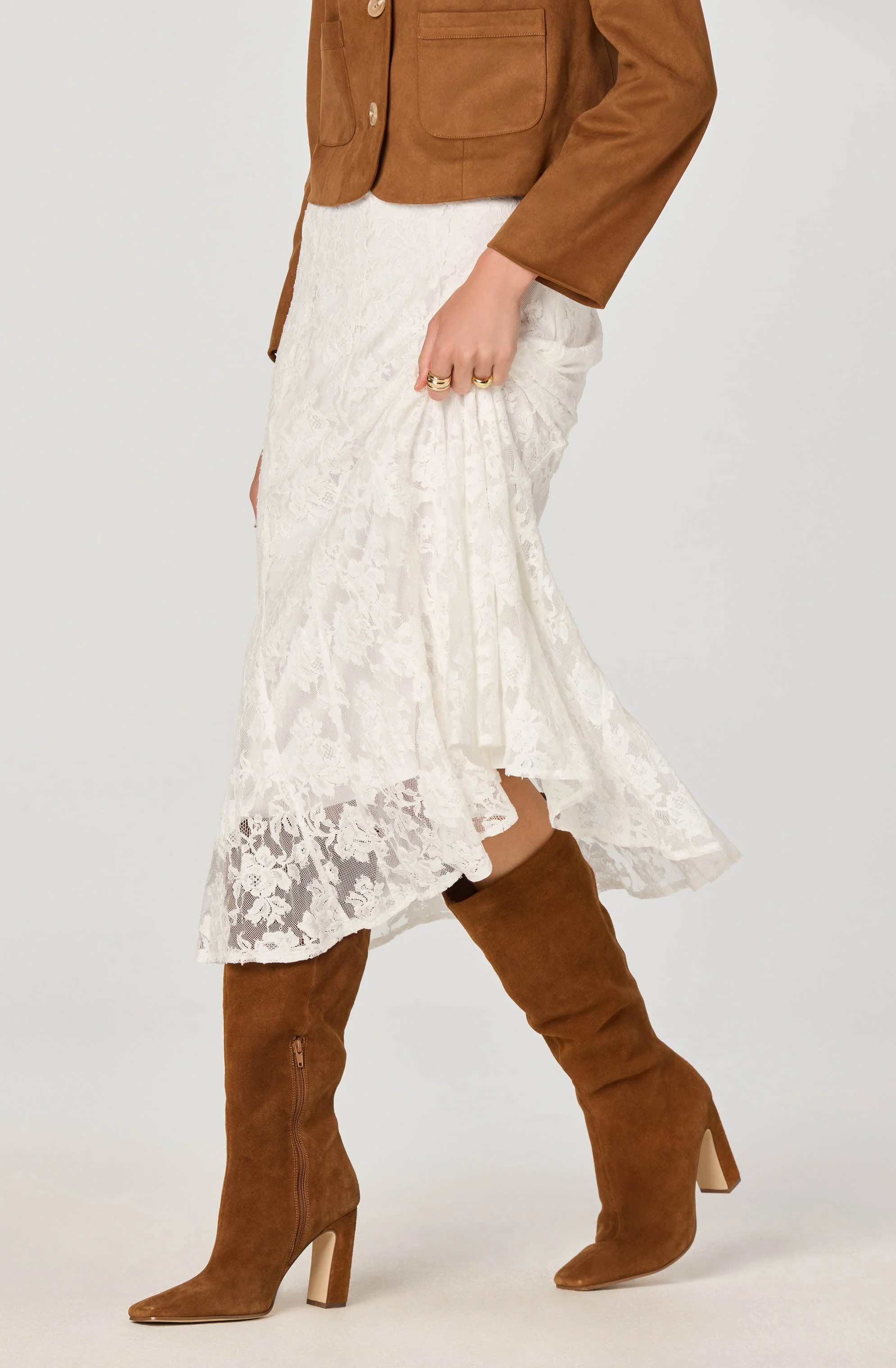 Lace Godet Midi Skirt - Image 4