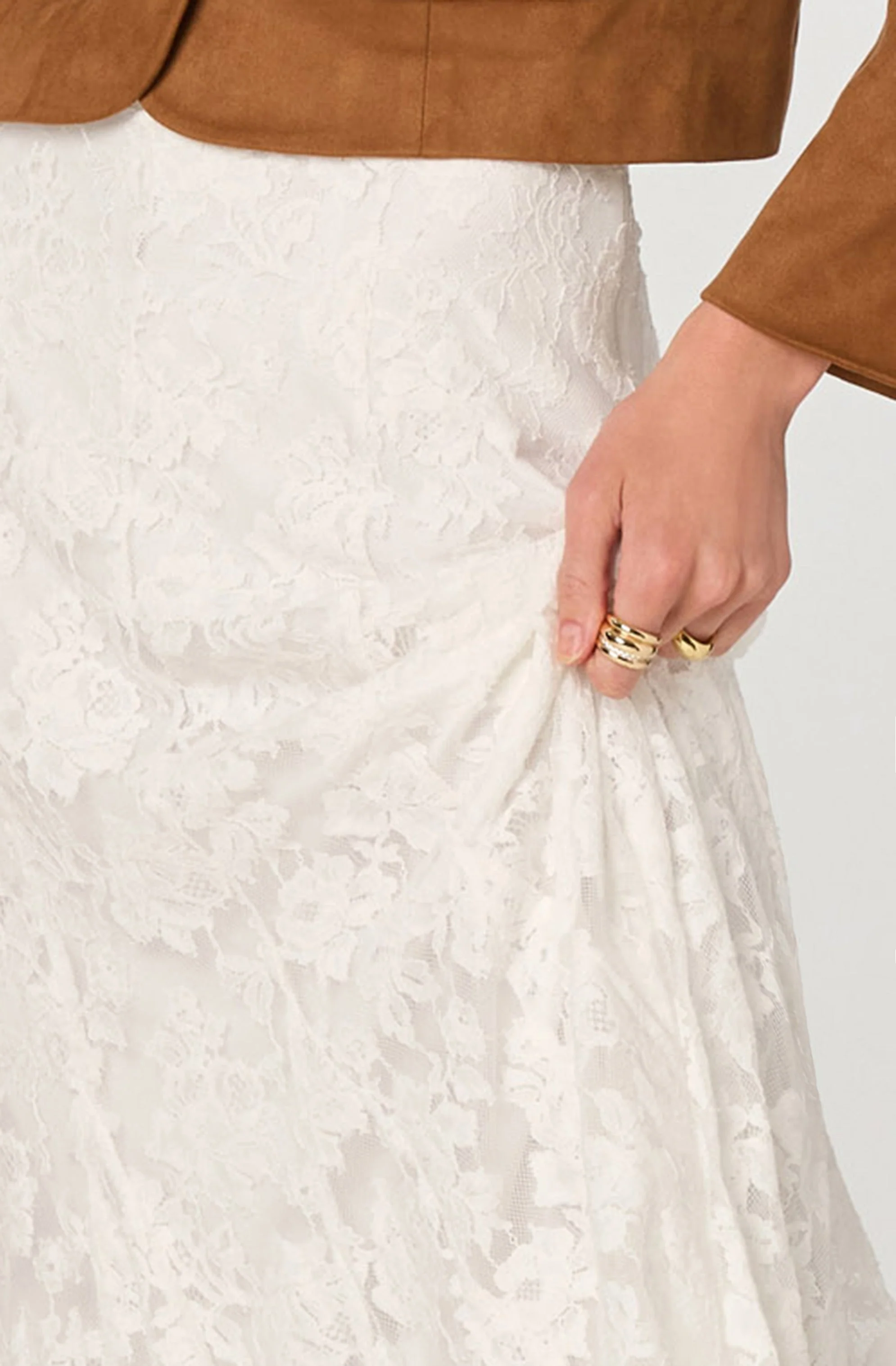 Lace Godet Midi Skirt - Image 5