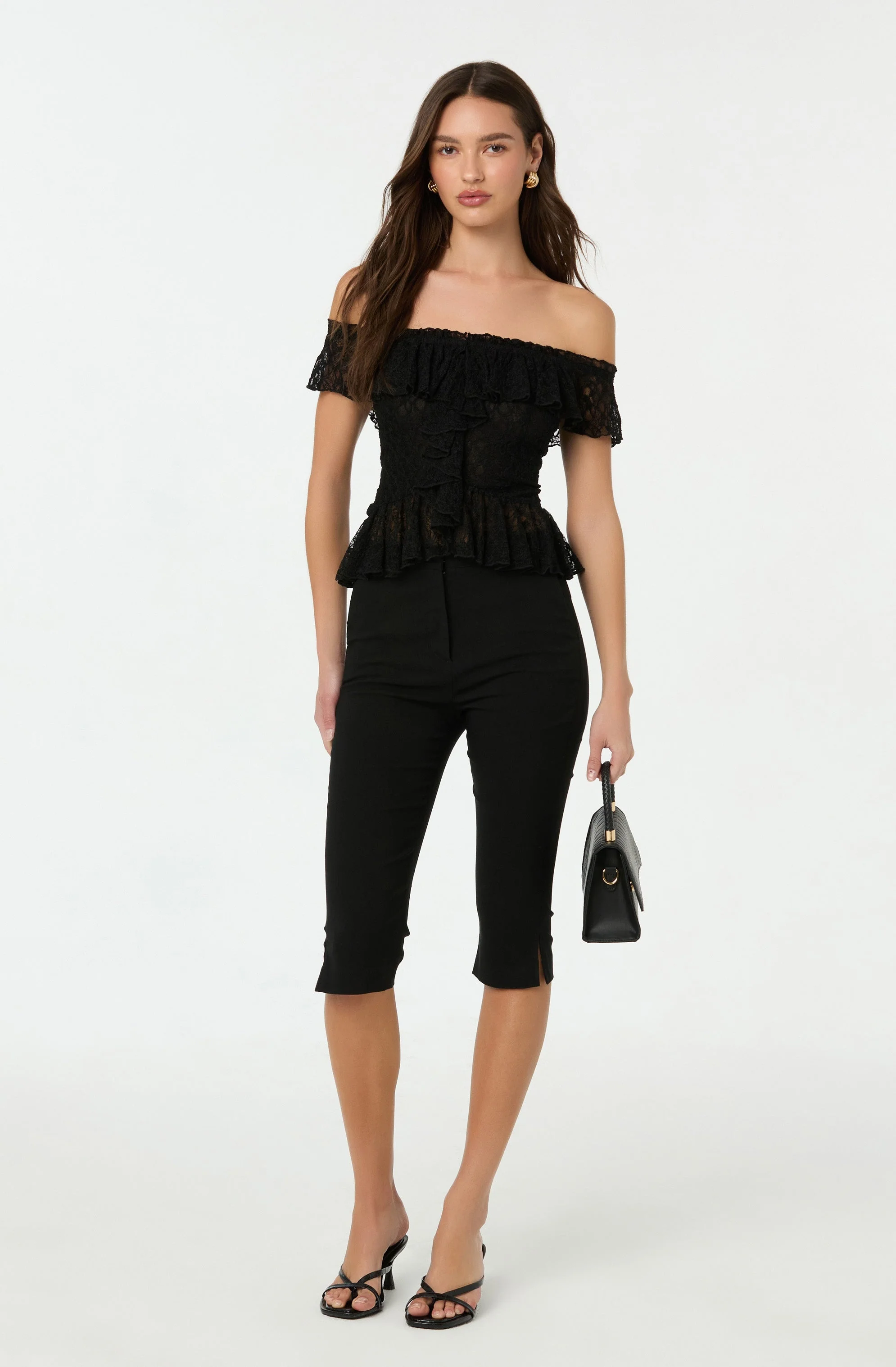 Lace Off Shoulder Ruffle Top - Image 2
