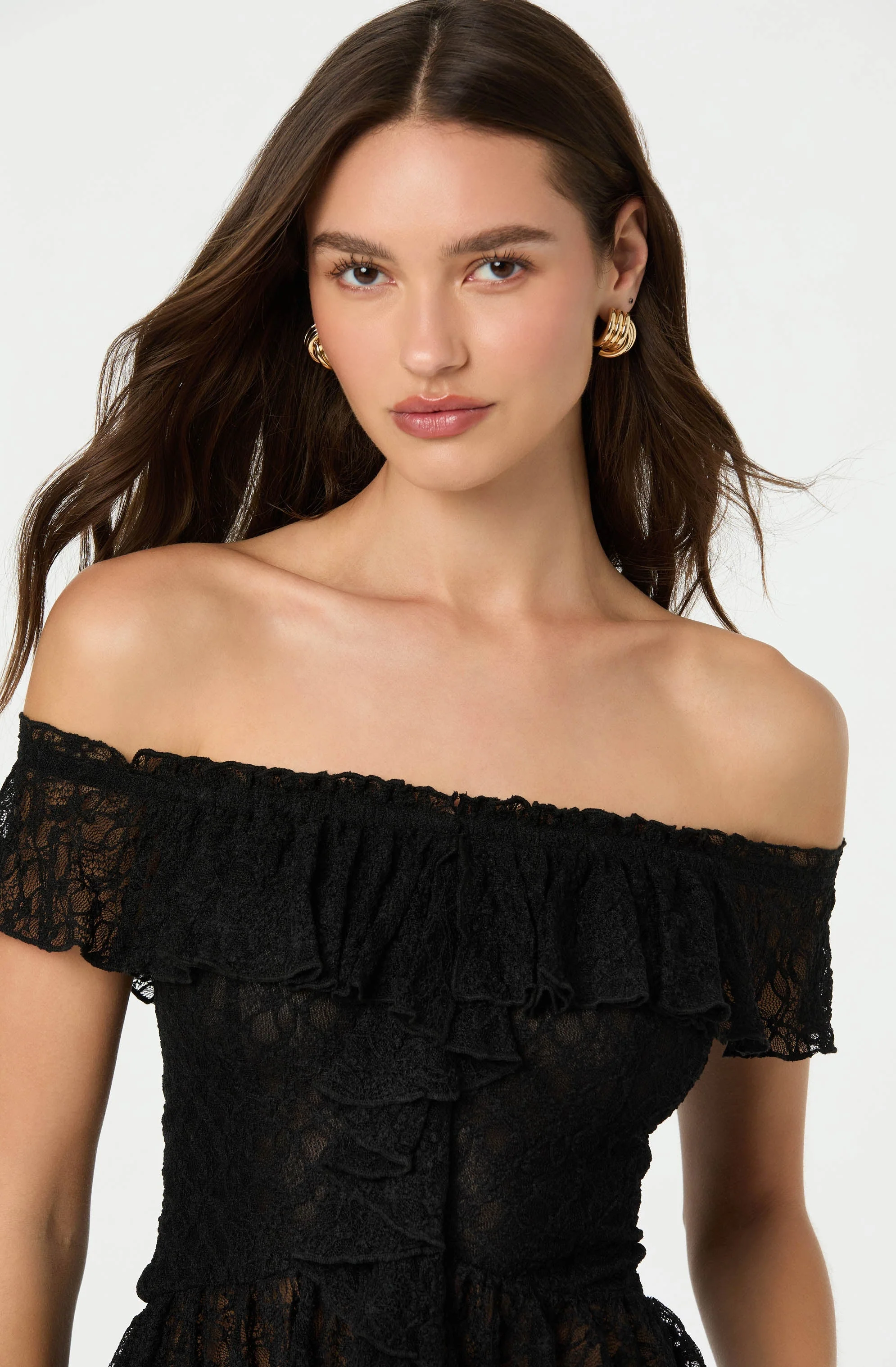 Lace Off Shoulder Ruffle Top - Image 5
