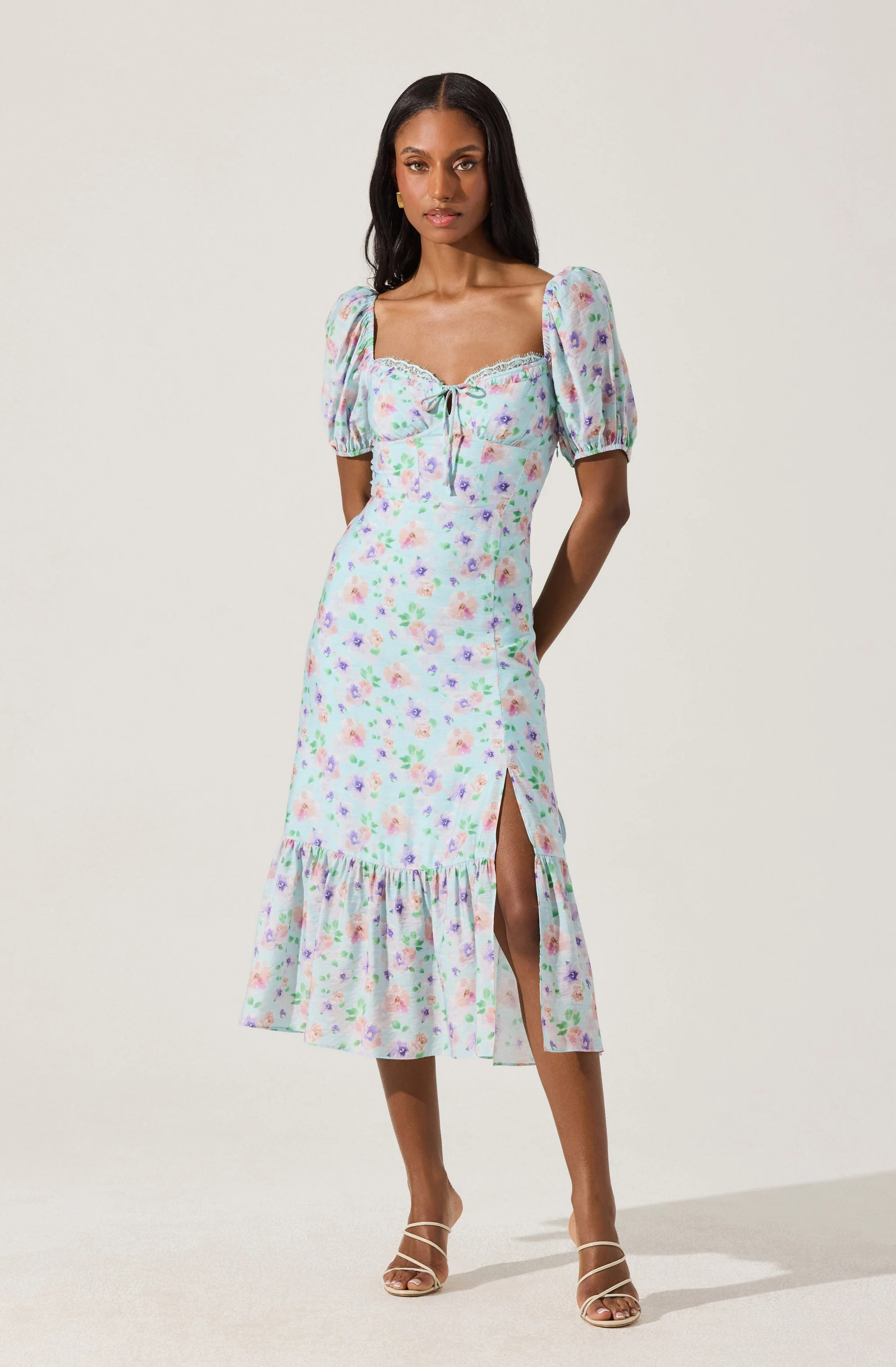Lace Trim Bustier Floral Midi Dress - Image 4