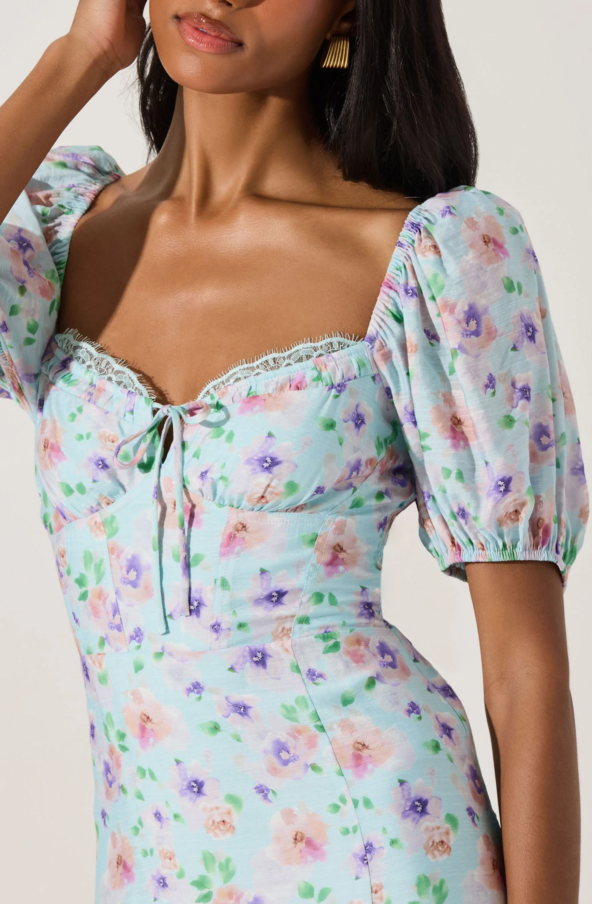 Lace Trim Bustier Floral Midi Dress - Image 6