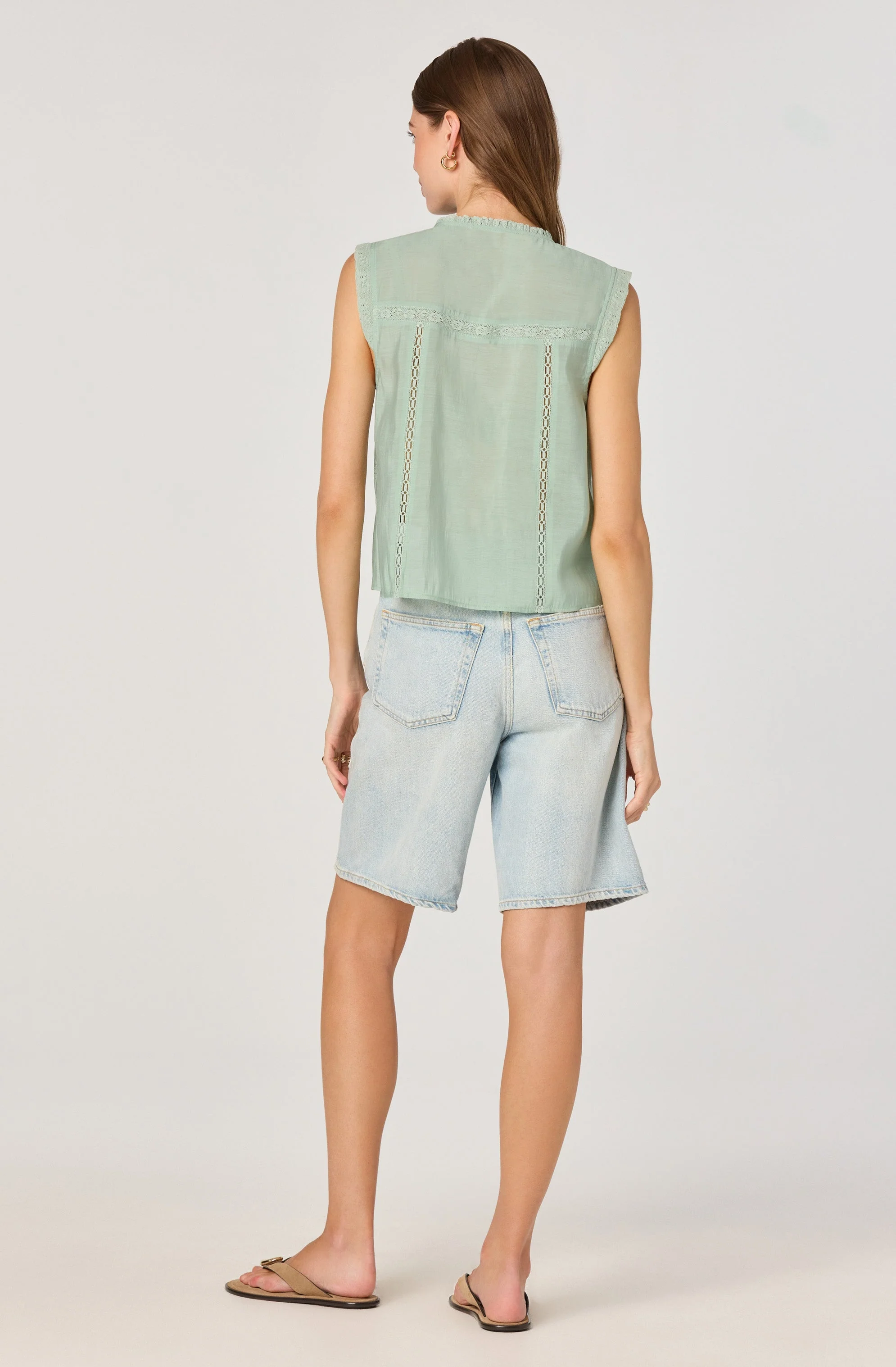 Lace Trim Tie-Front Top - Image 4