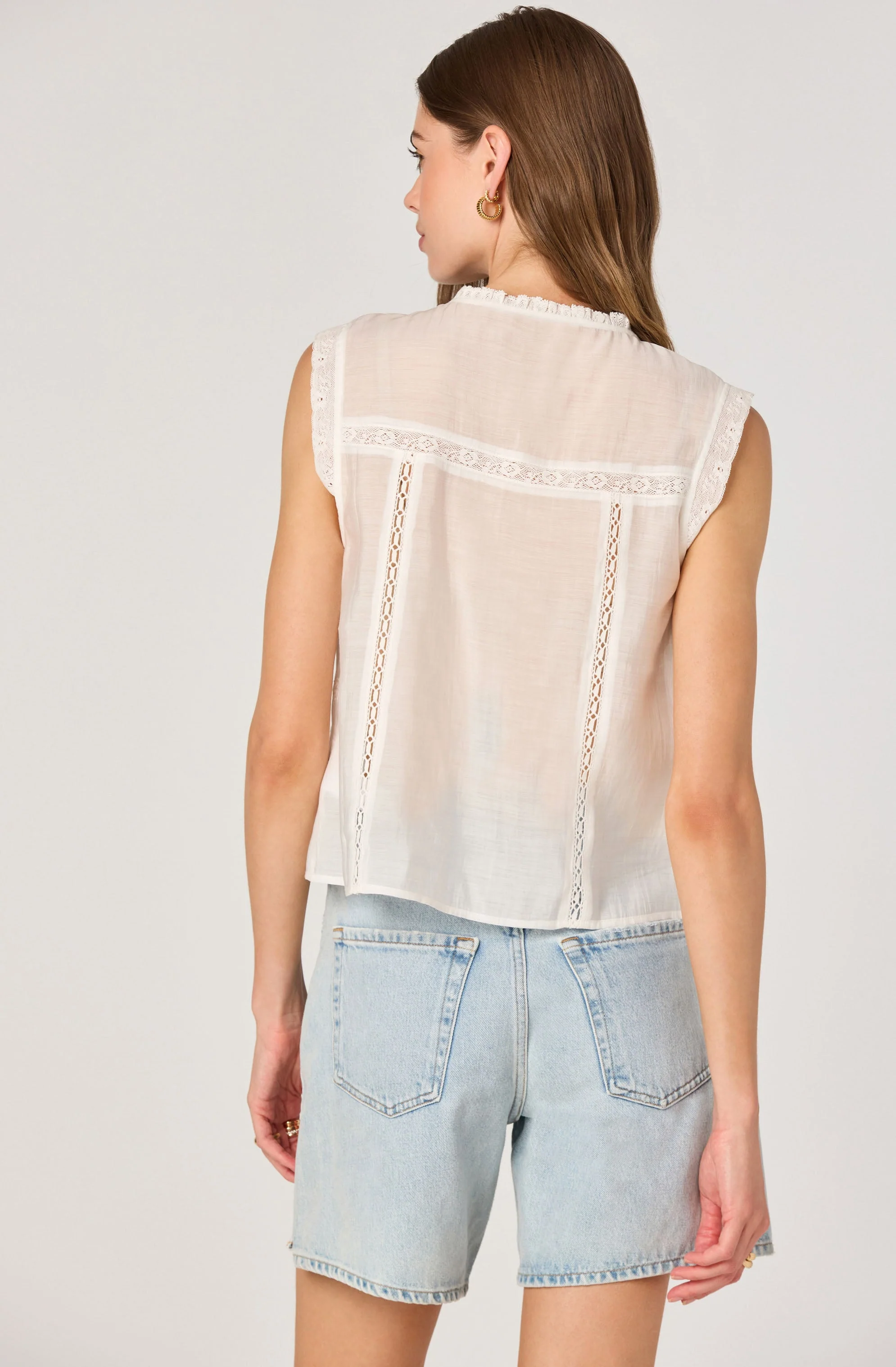 Lace Trim Tie-Front Top - Image 8