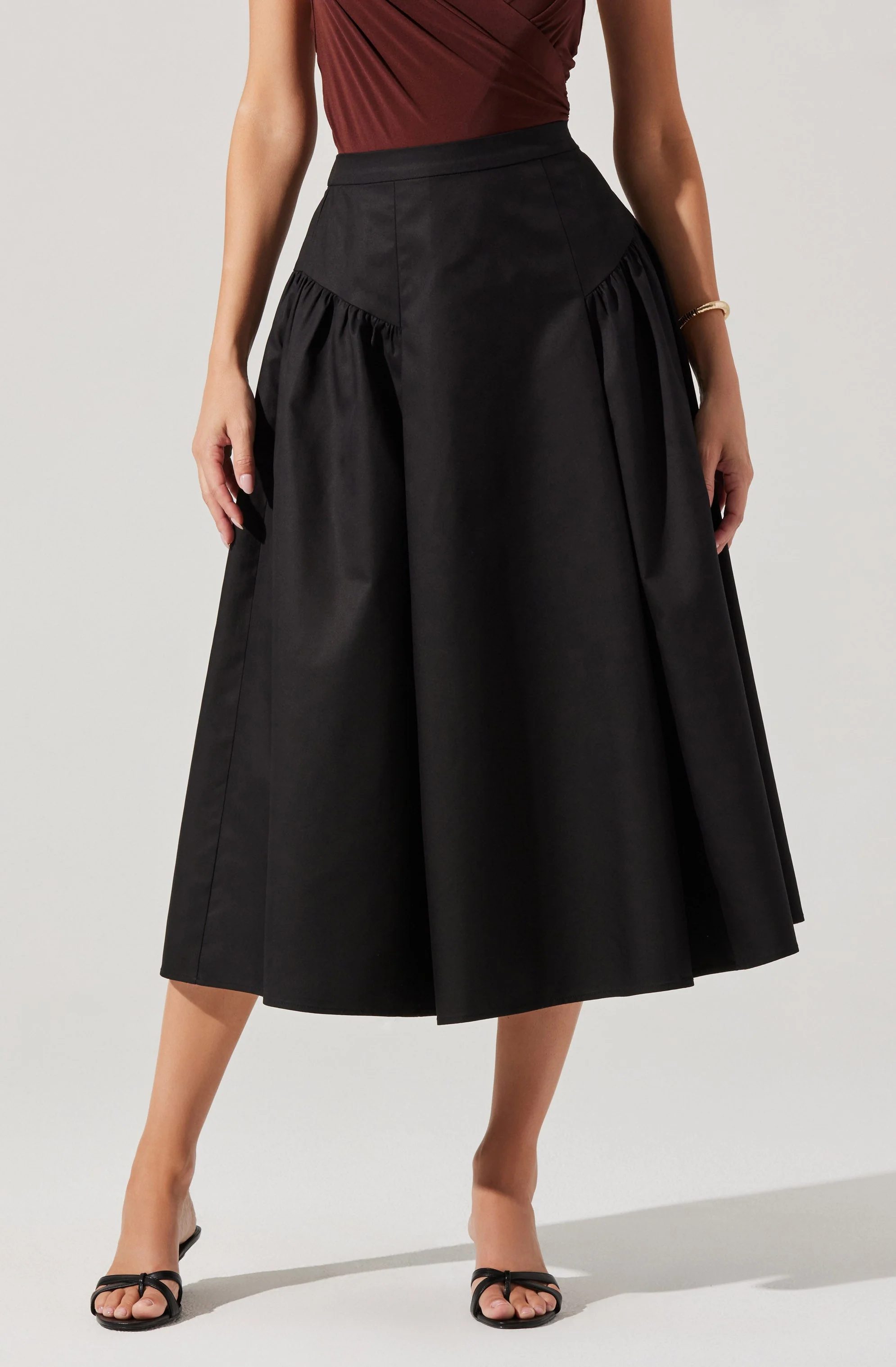 Laila Ruched Detail Midi Skirt - Image 2