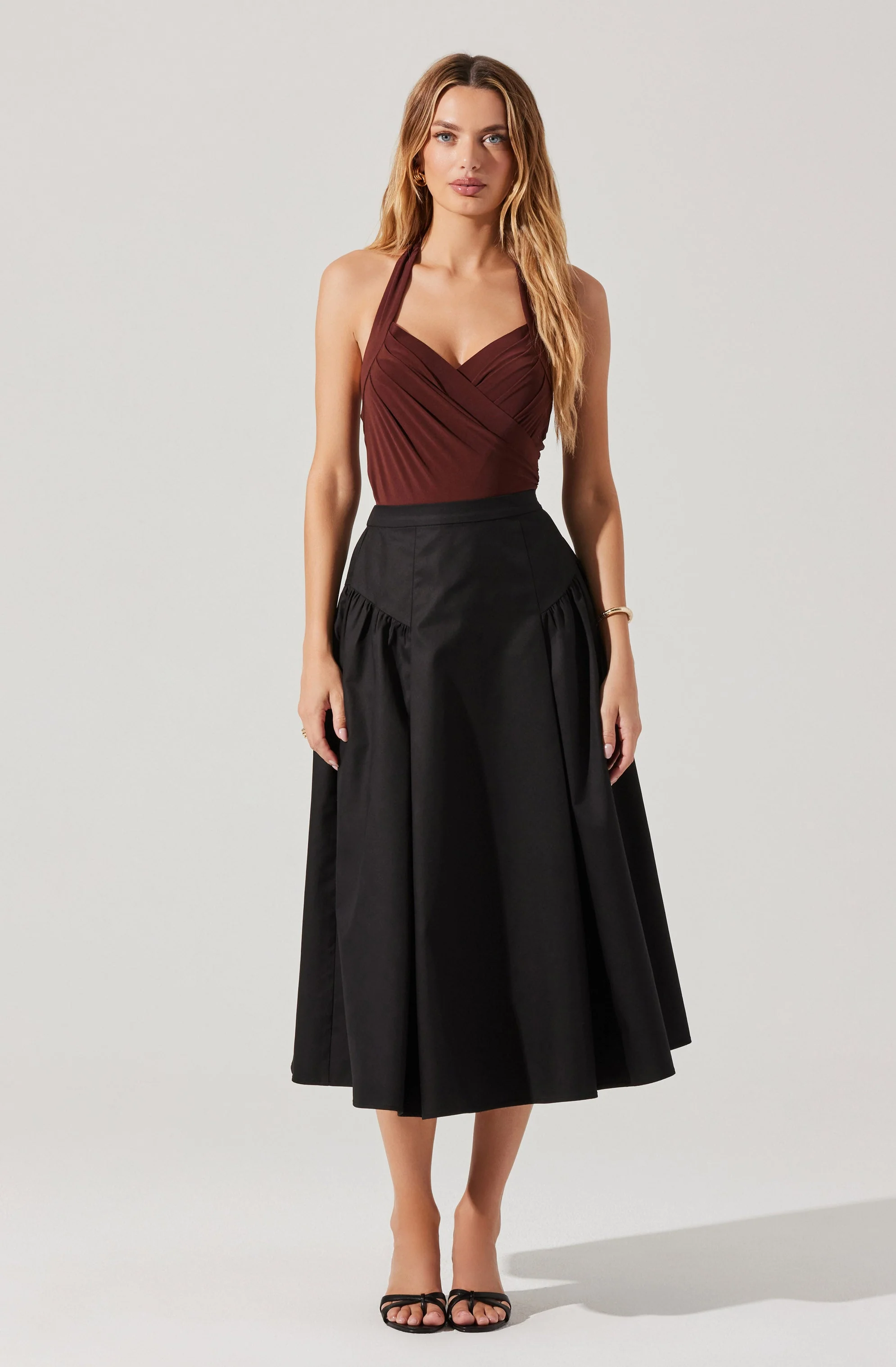 Laila Ruched Detail Midi Skirt - Image 4