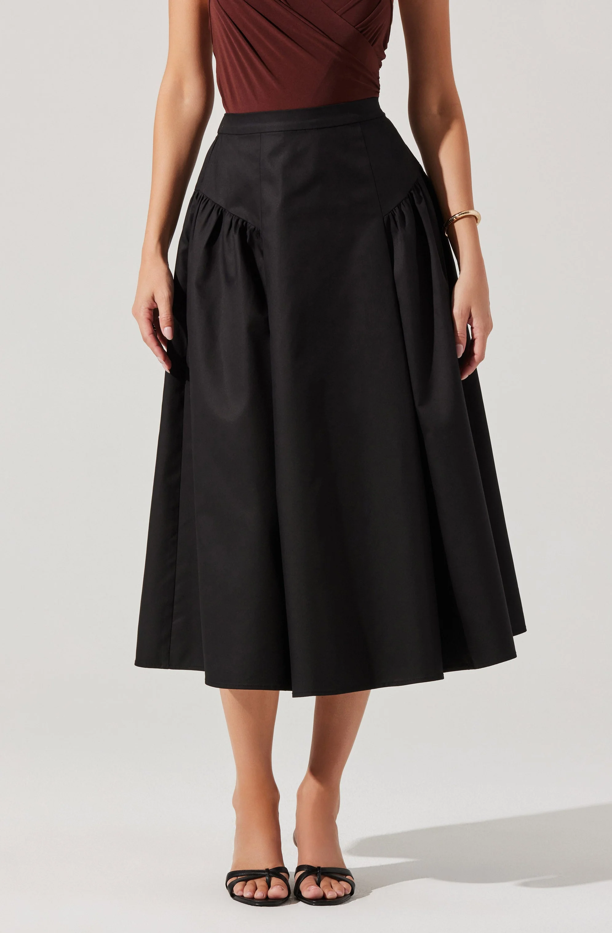 Laila Ruched Detail Midi Skirt - Image 6