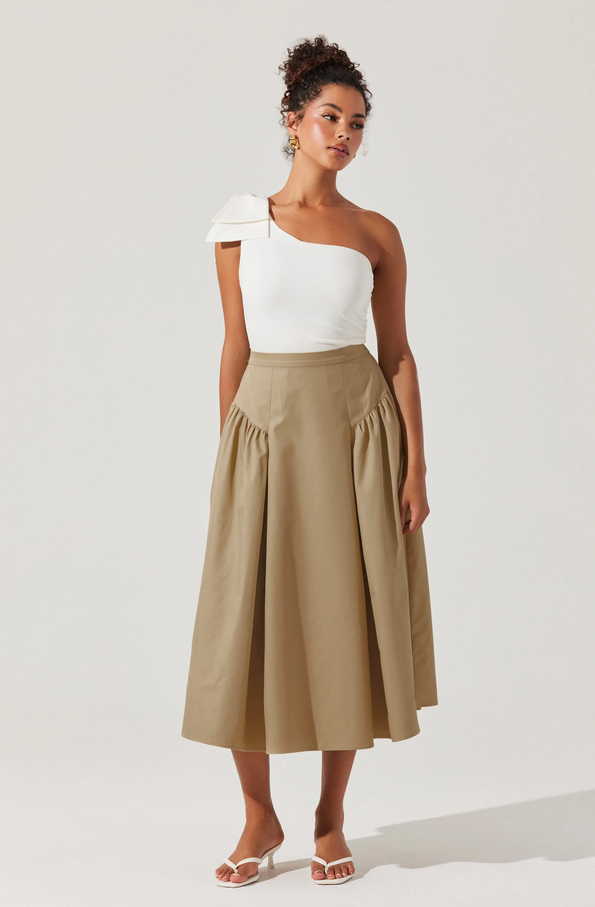 Laila Ruched Detail Midi Skirt - Image 7