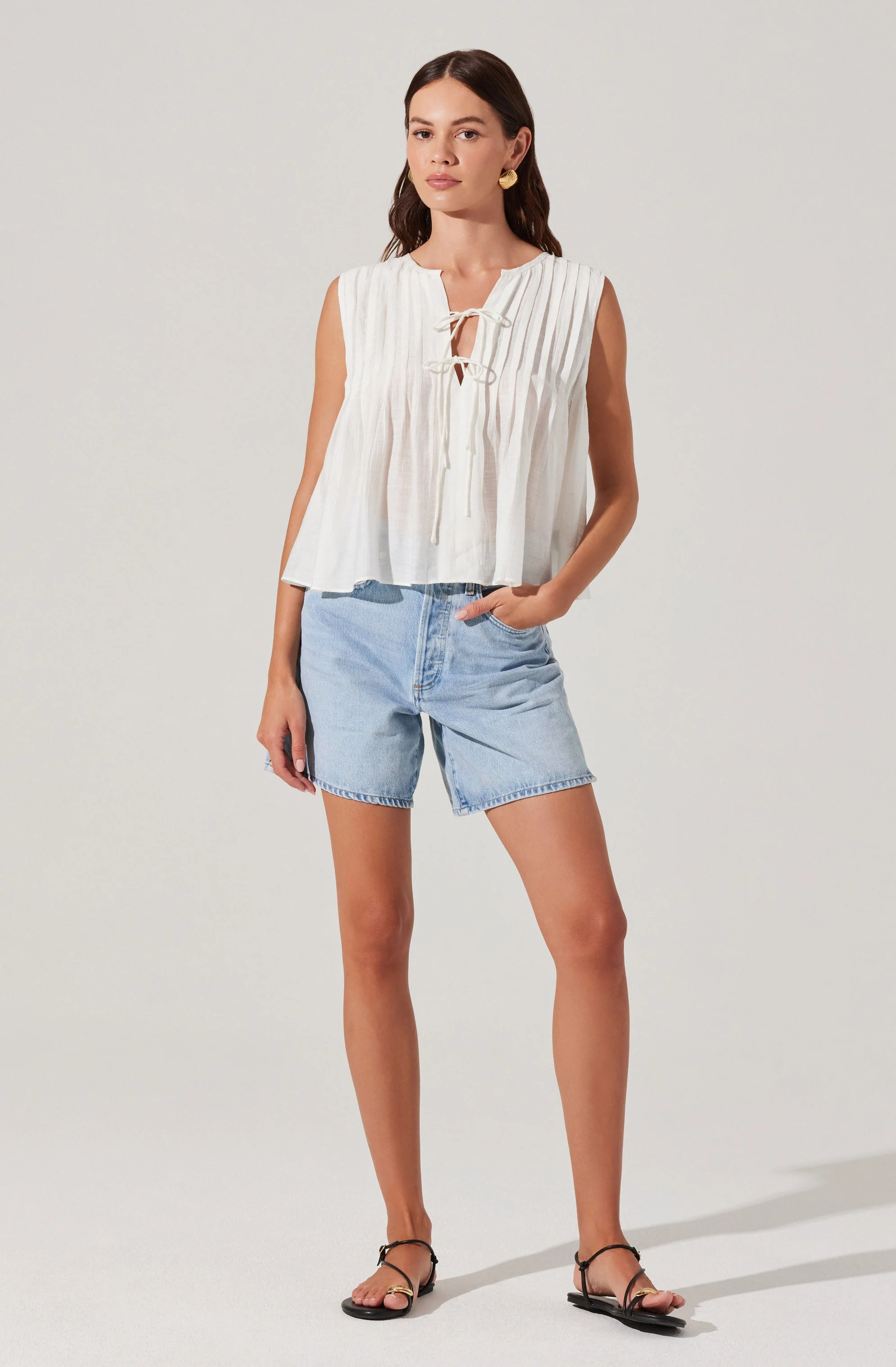 Lavanna Pleated Tie-Front Top - Image 3