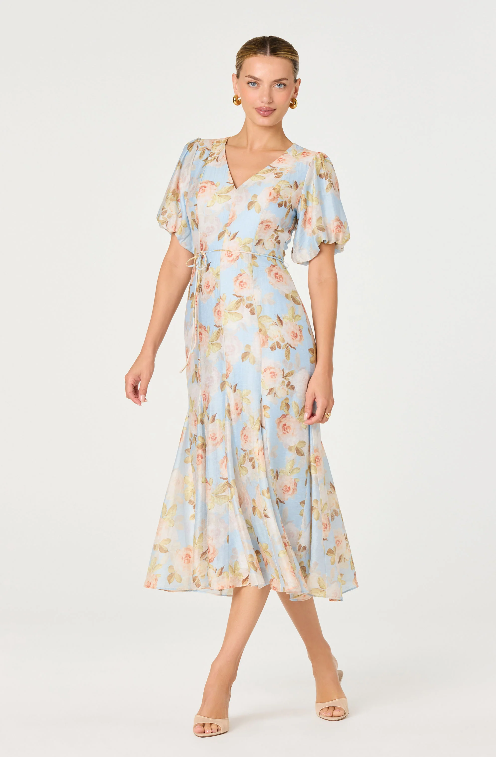 Lavena Floral Balloon Sleeve Midi Dress - Image 2