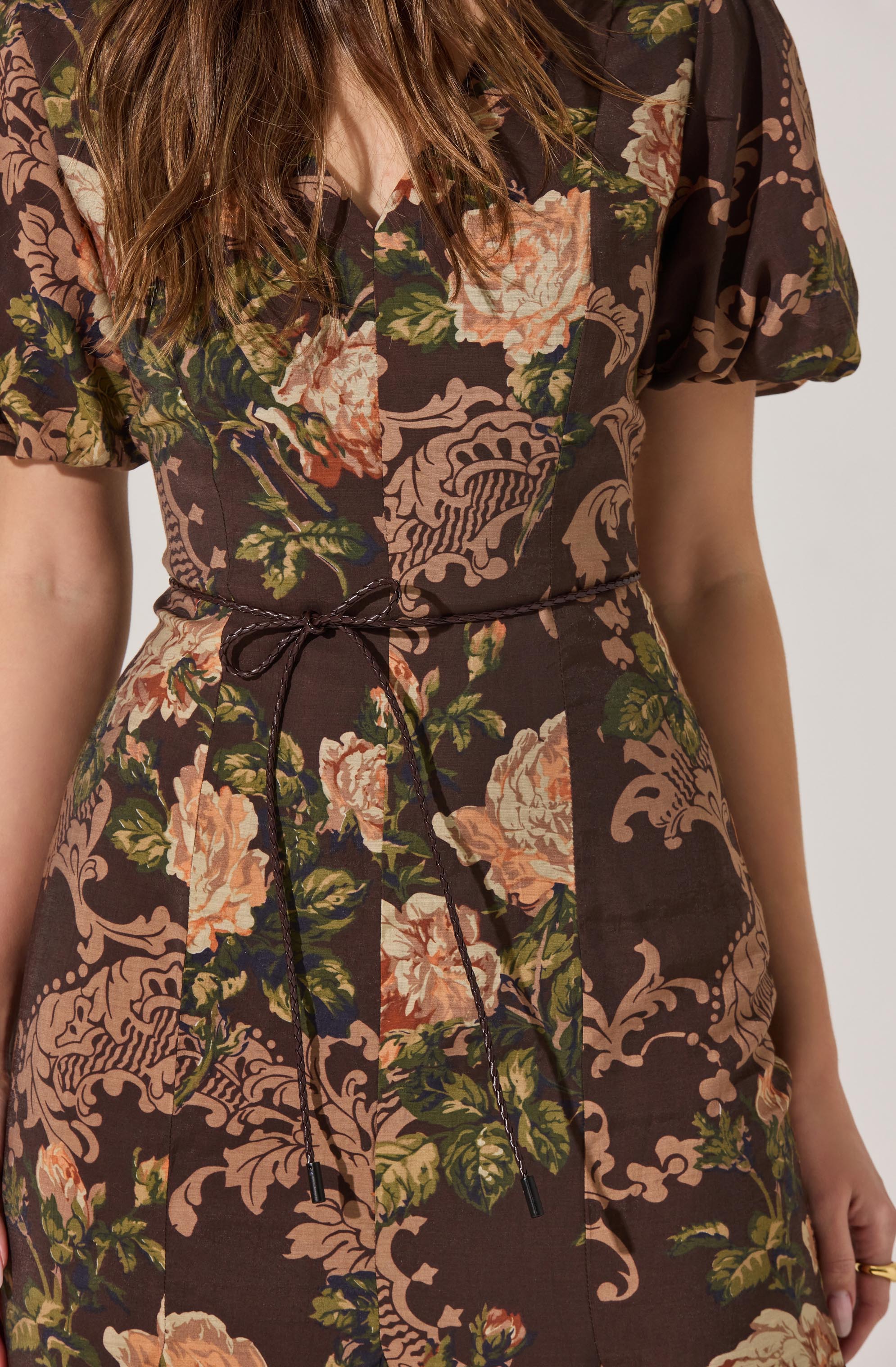 Lavena V-Neck Puff Sleeve Midi Dress - Image 11