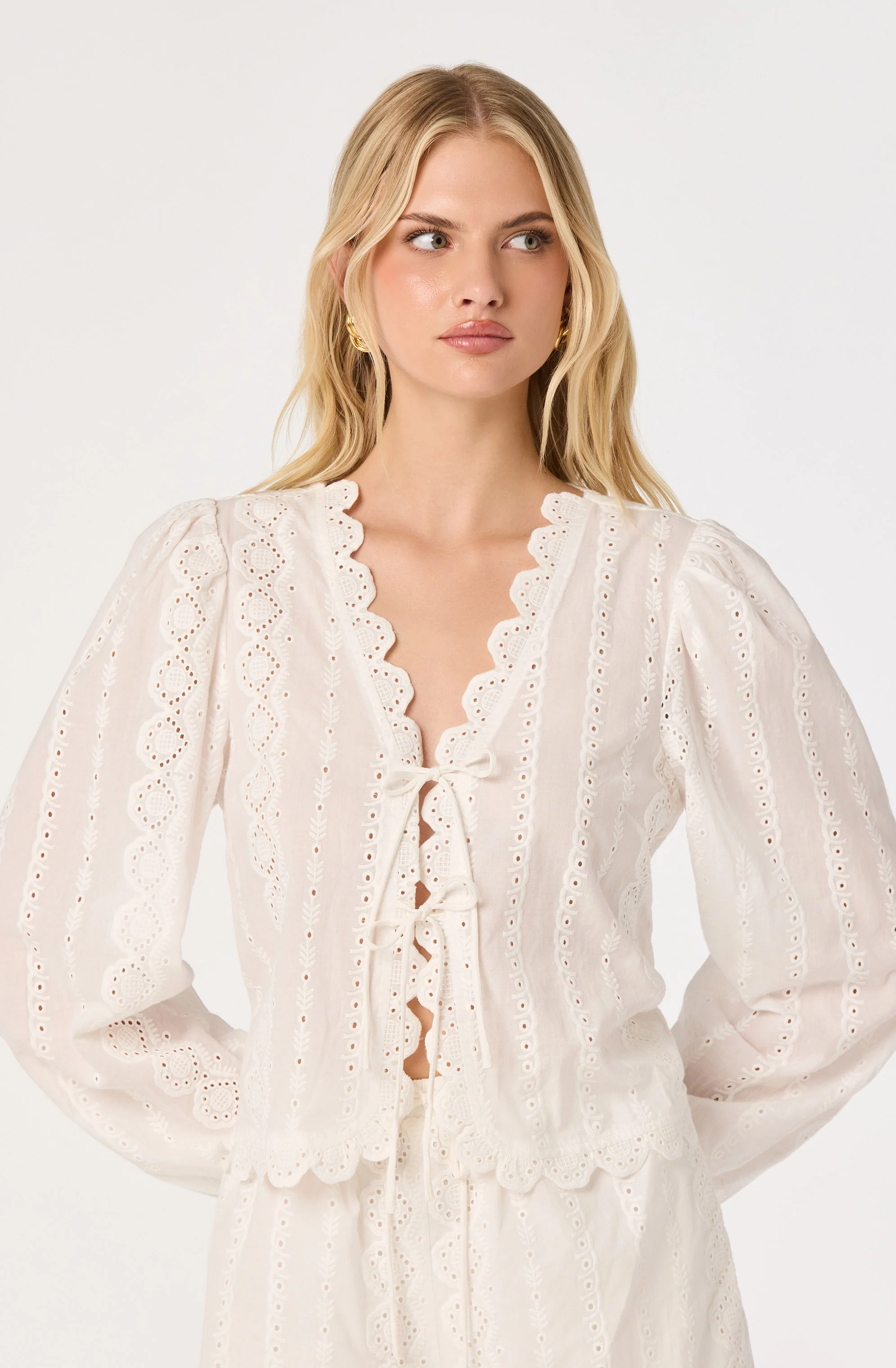Leah Eyelet Tie-Front Top - Image 5