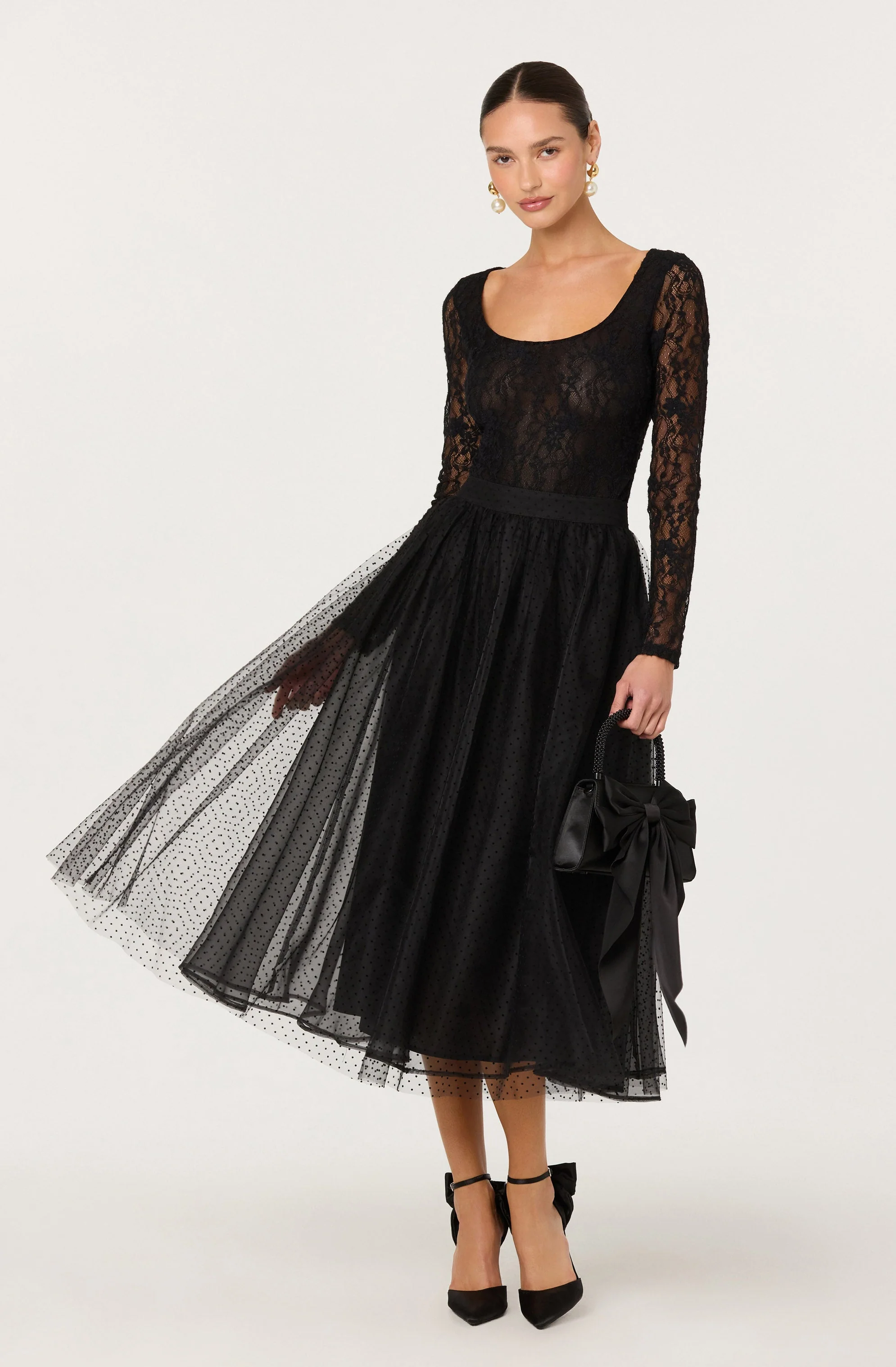 Lela Polka Dot Layered Midi Skirt - Image 6