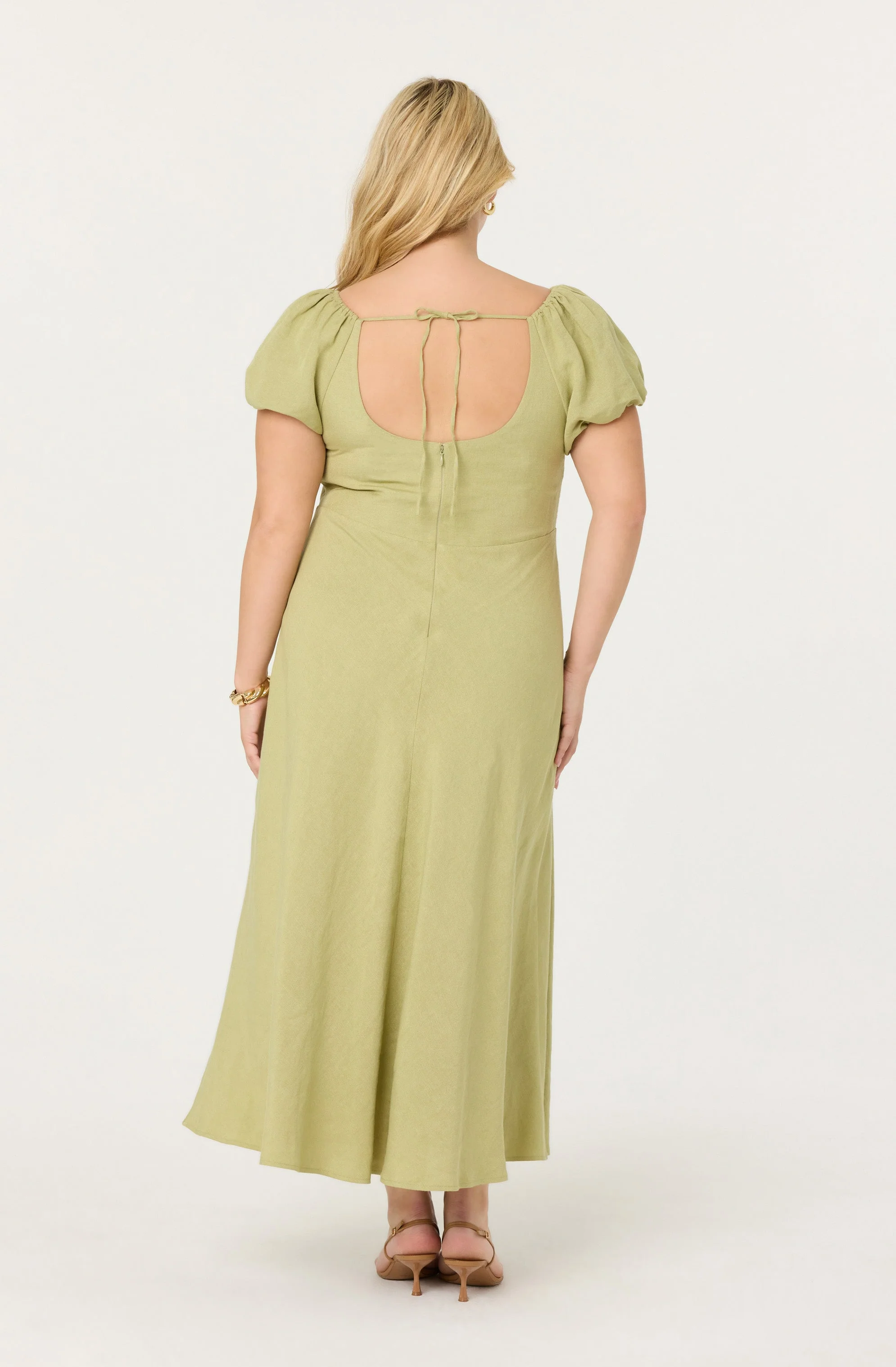 Leocadia Embroidered Puff Sleeve Midi Dress - Image 15