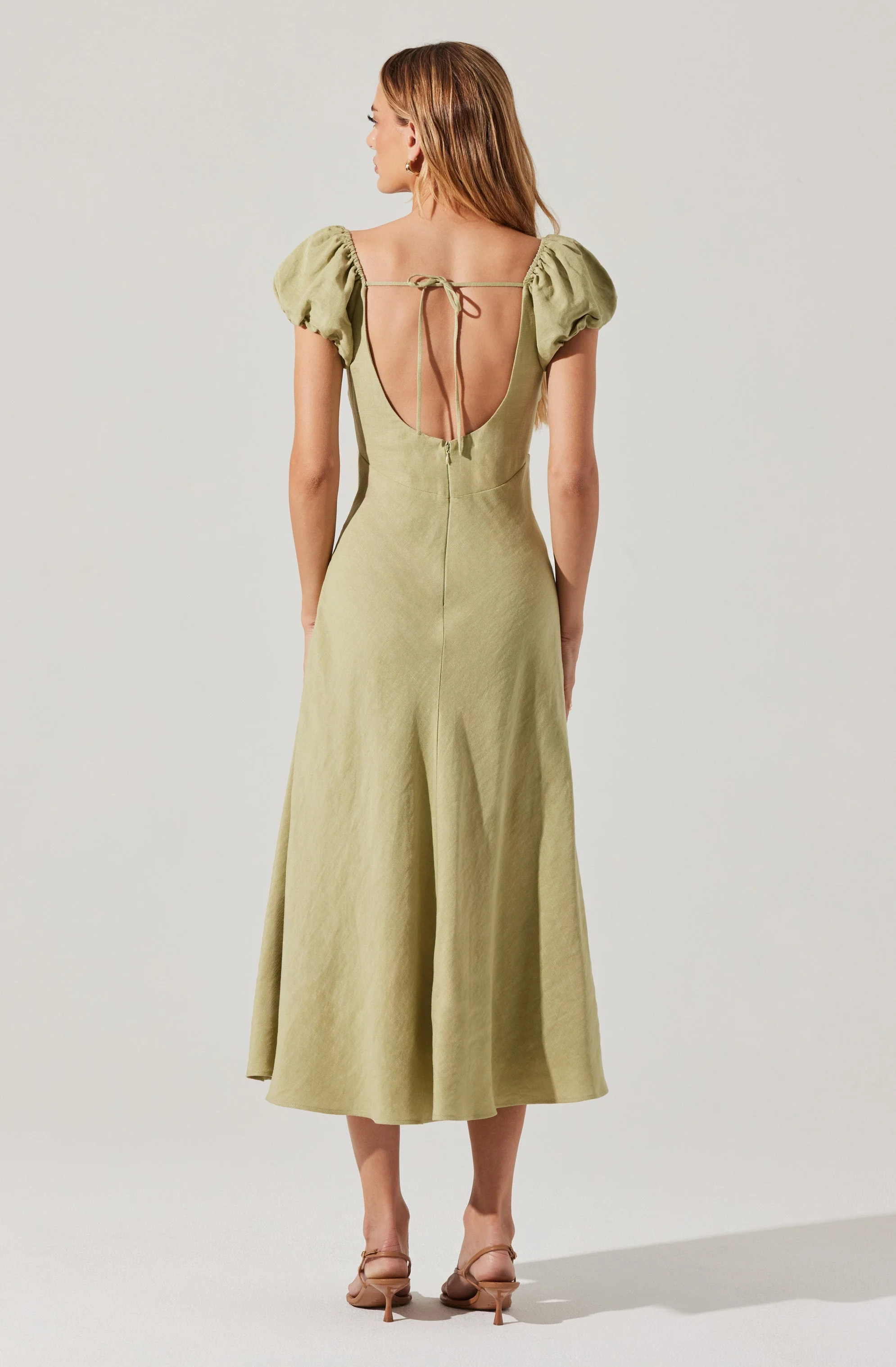 Leocadia Embroidered Puff Sleeve Midi Dress - Image 3