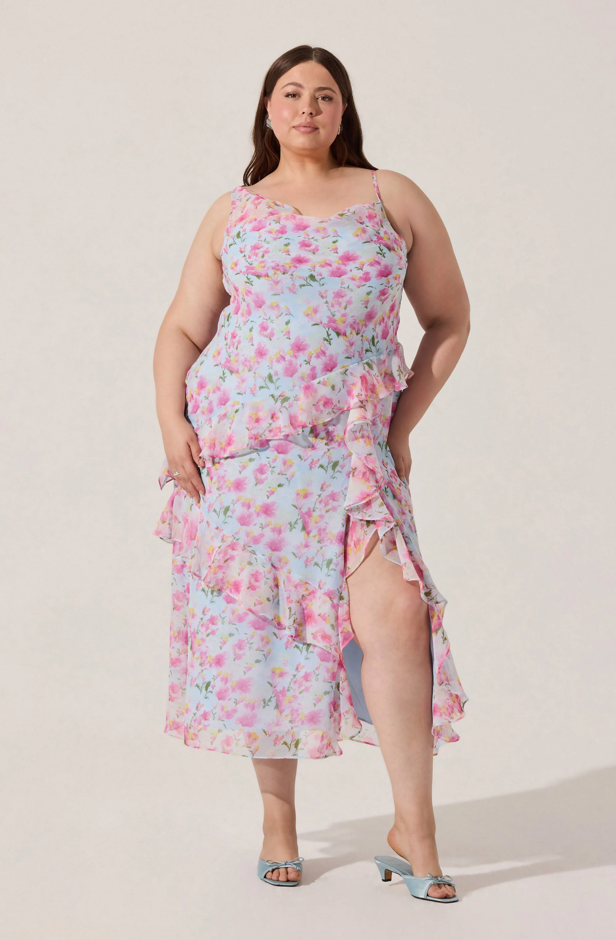 Levina Asymmetric Floral Ruffle Maxi Dress - Image 7