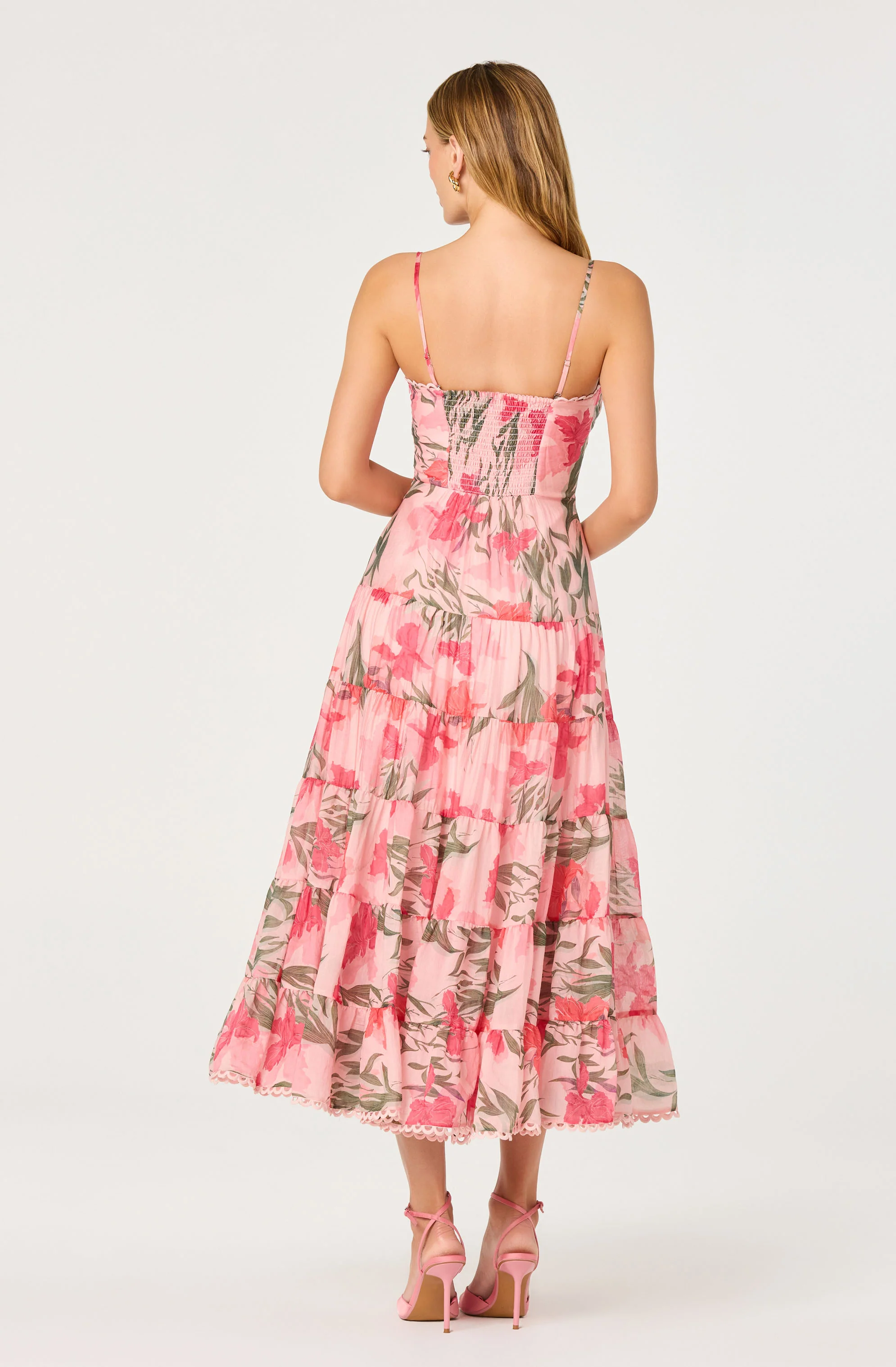 Lianna Floral Scalloped Trim Tiered Maxi Dress - Image 4