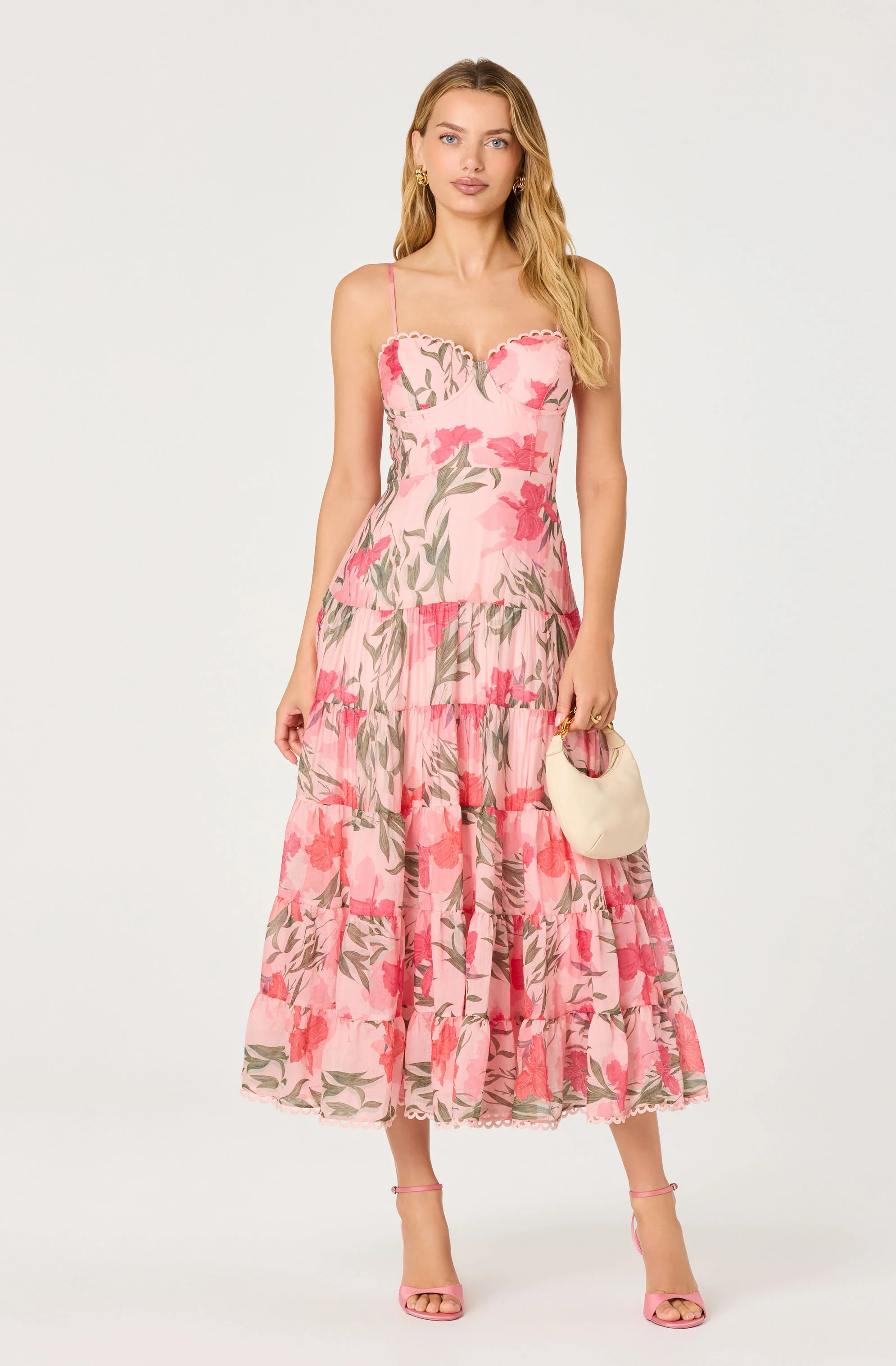 Lianna Floral Scalloped Trim Tiered Maxi Dress - Image 5