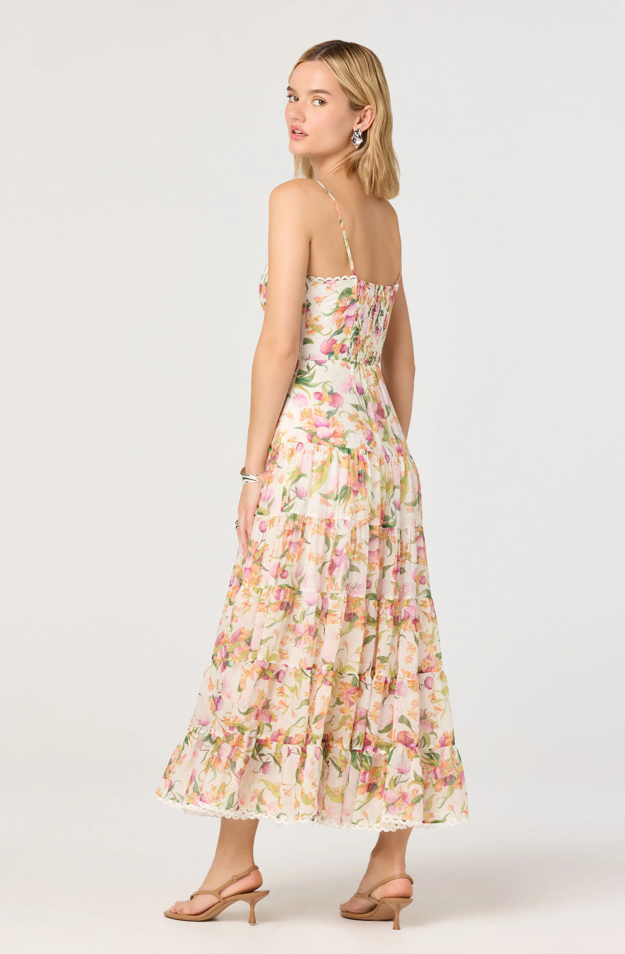 Lianna Floral Scalloped Trim Tiered Maxi Dress - Image 8
