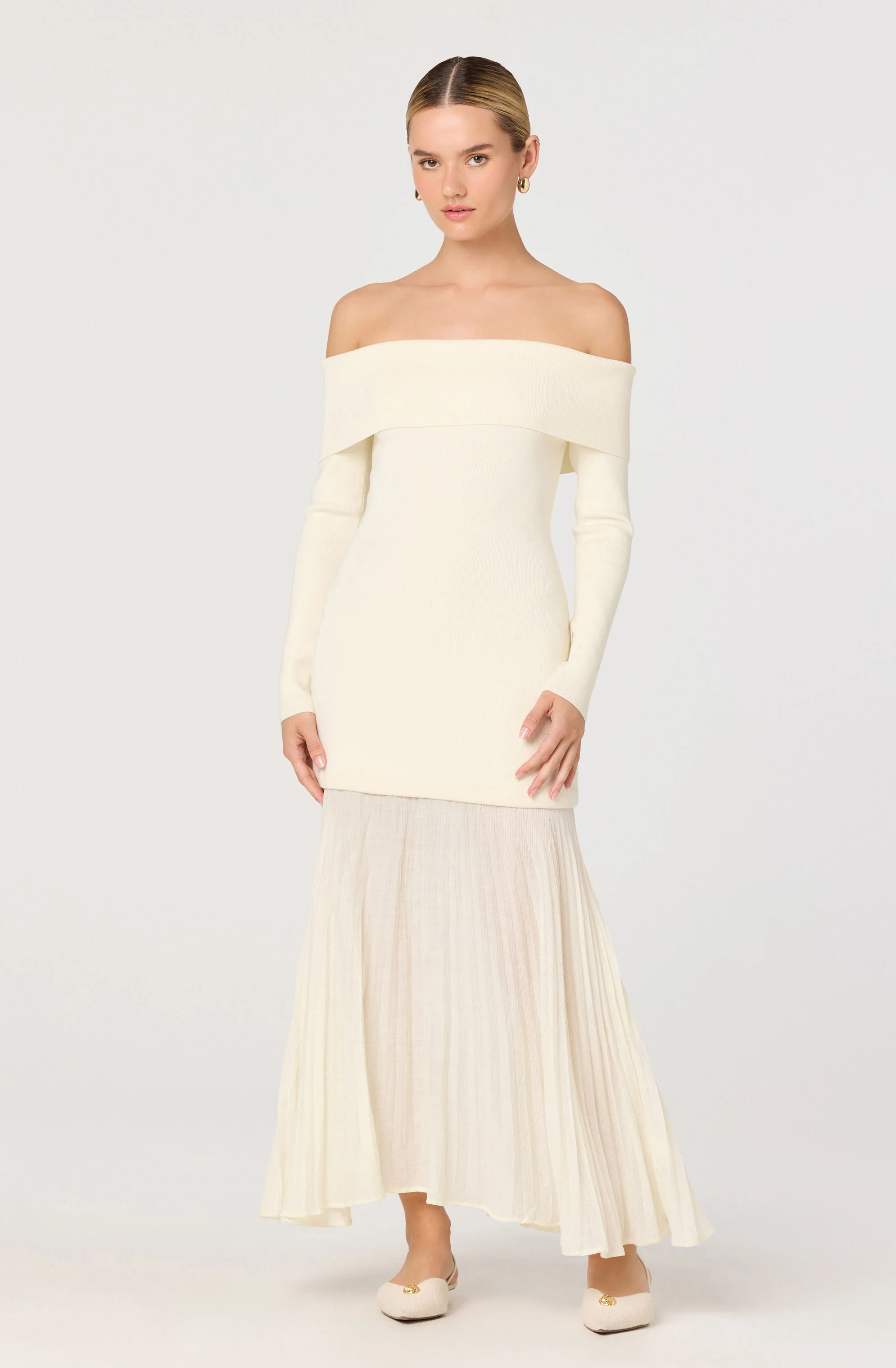 Lidia Off-Shoulder Pleated Midi Dress - Image 6