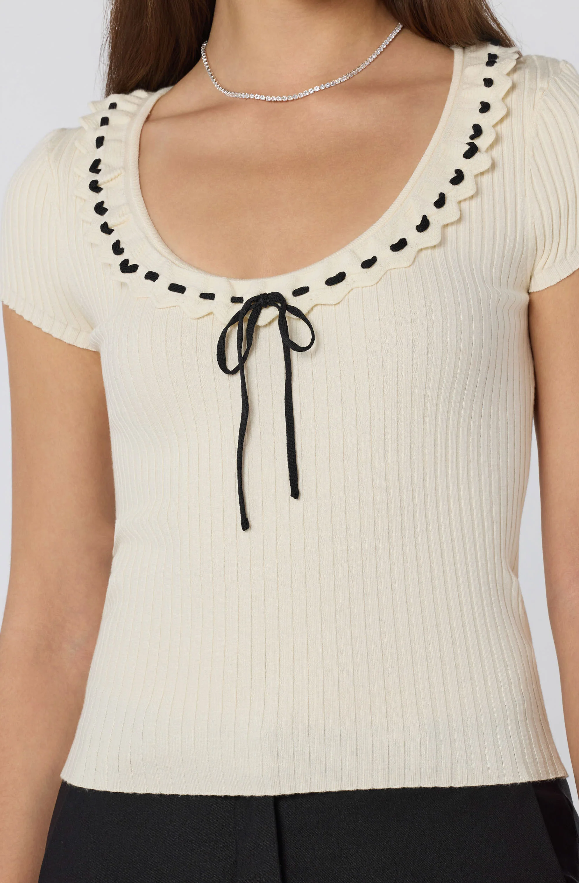 Lina Ruffle Trim Ribbed Sweater Top - Image 12