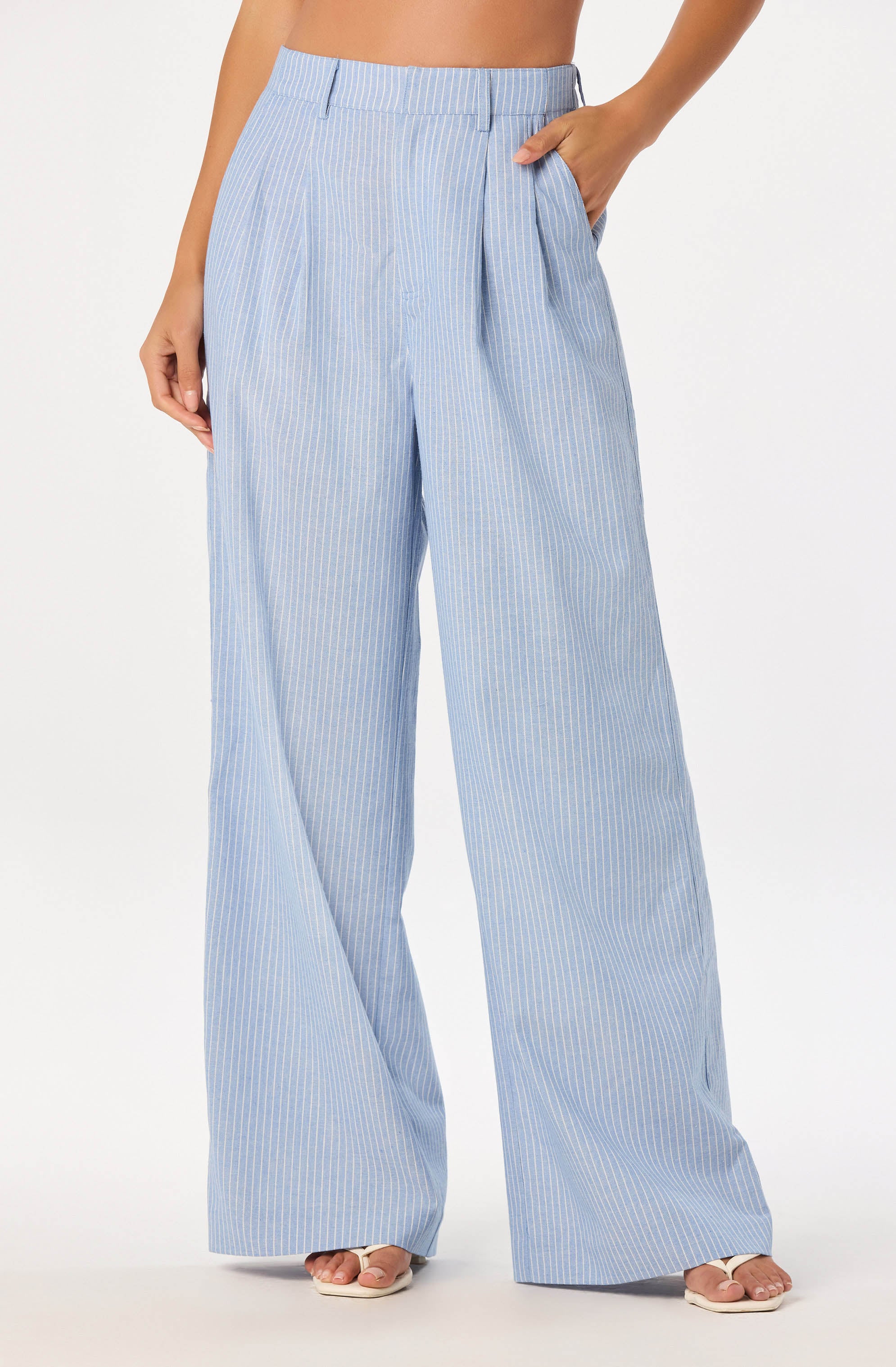 Linsey Striped Wide Leg Linen Pants - Image 3