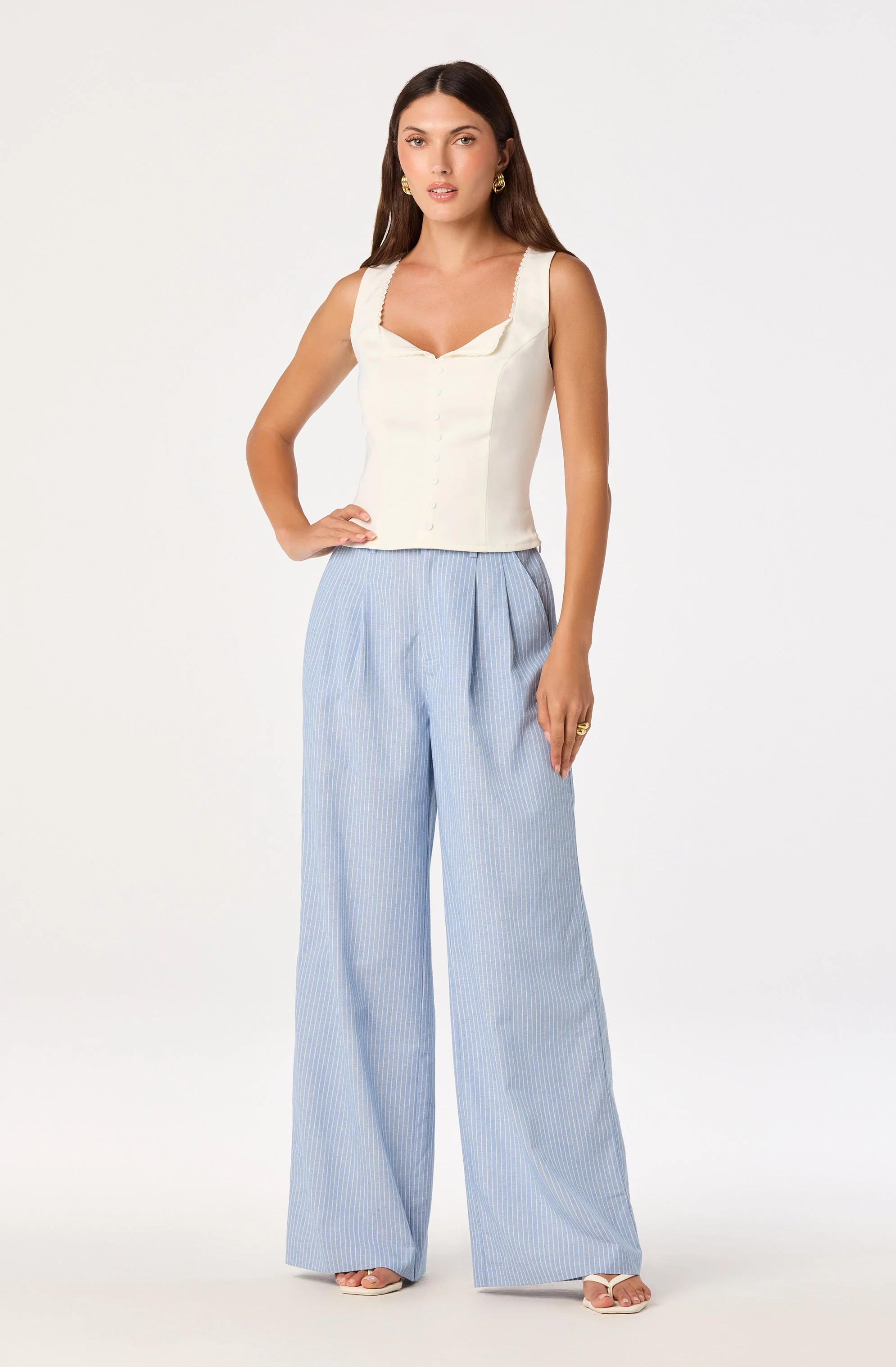Linsey Striped Wide Leg Linen Pants - Image 5