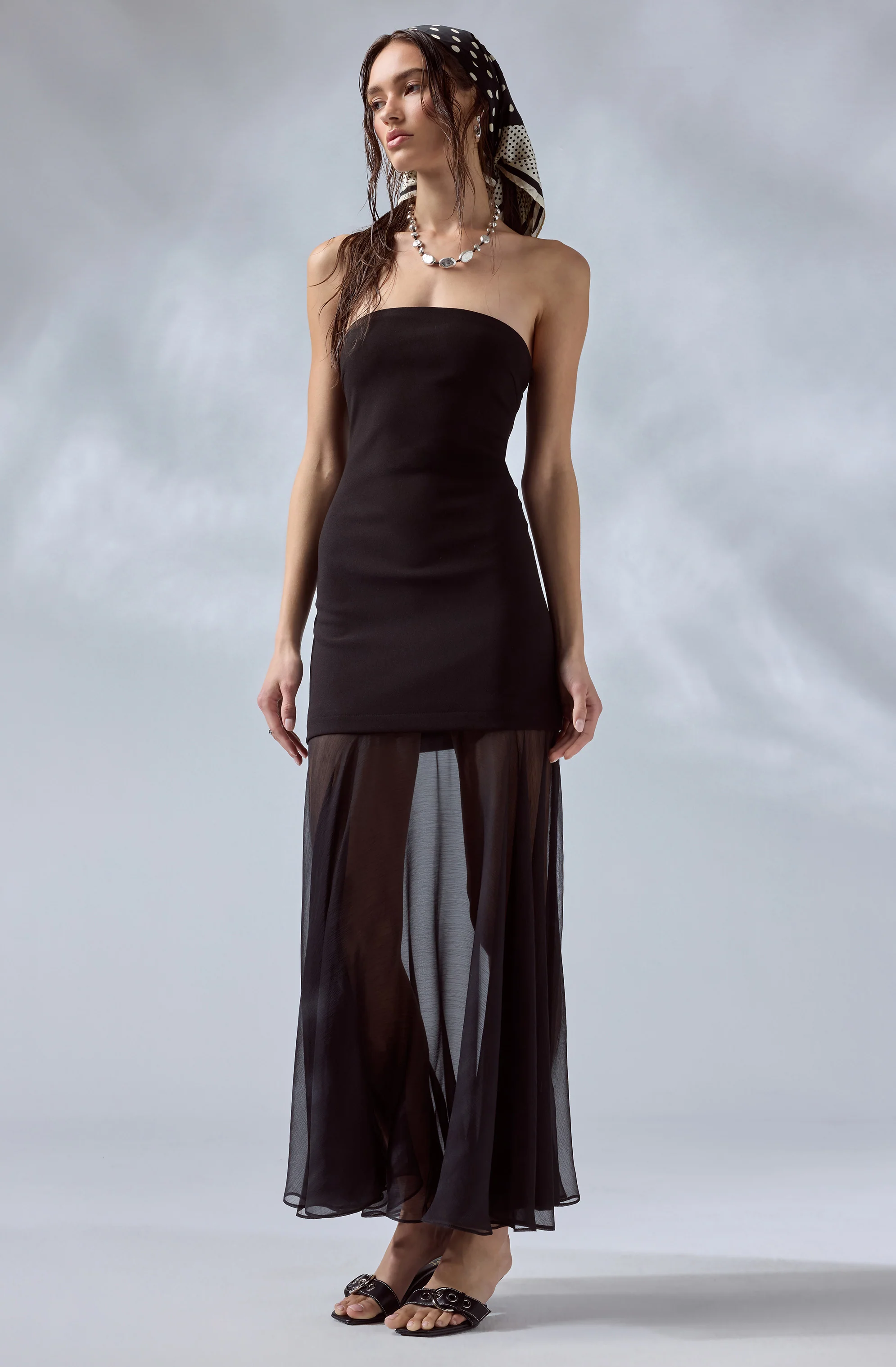 Lizet Strapless Mini Dress with Sheer Maxi Overlay - Image 18