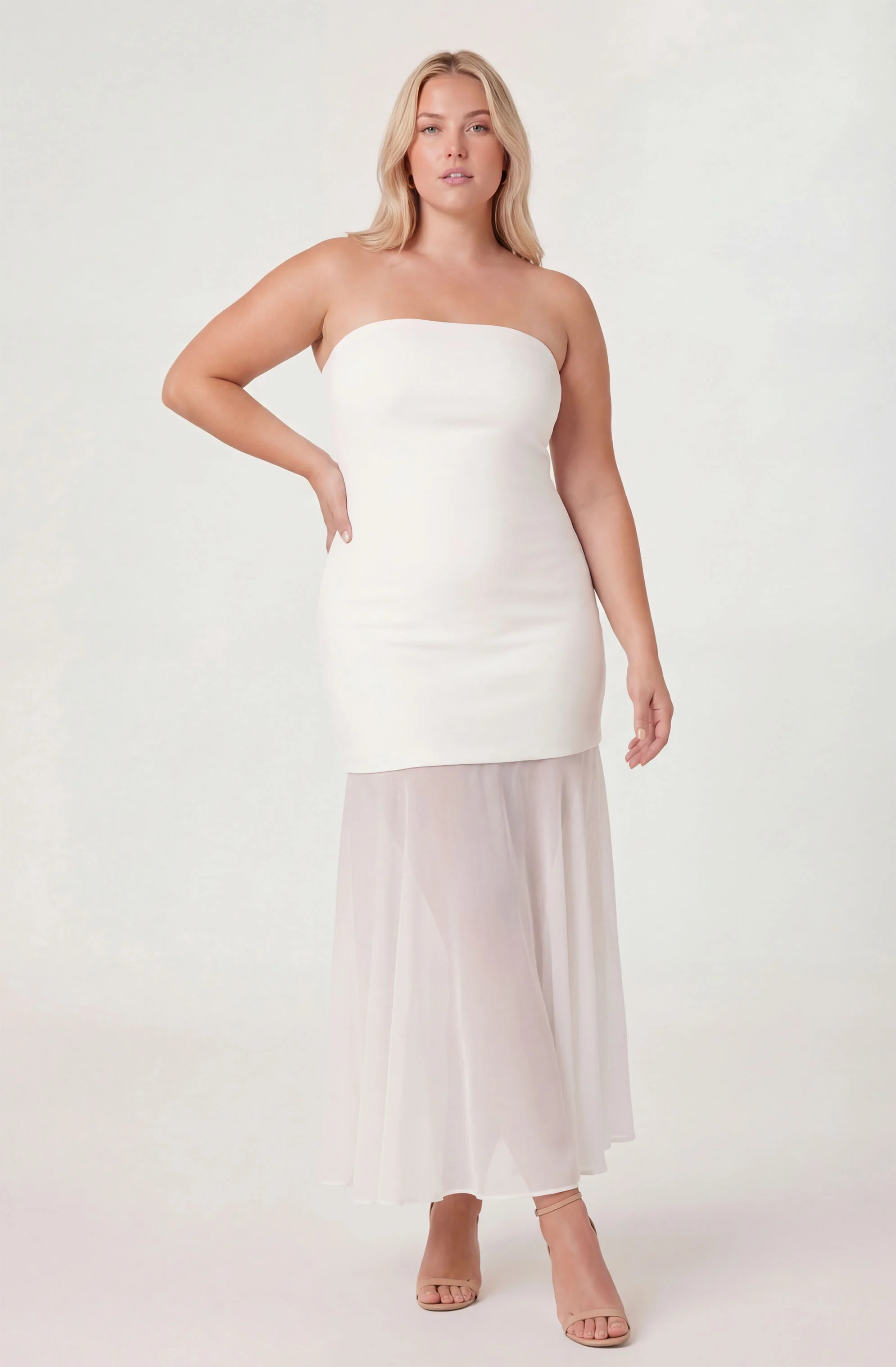 Lizet Strapless Mini Dress with Sheer Maxi Overlay - Image 20