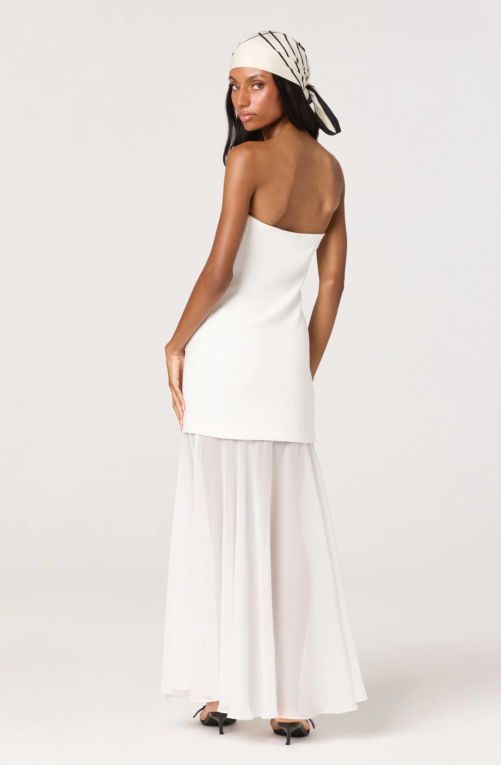 Lizet Strapless Mini Dress with Sheer Maxi Overlay - Image 3