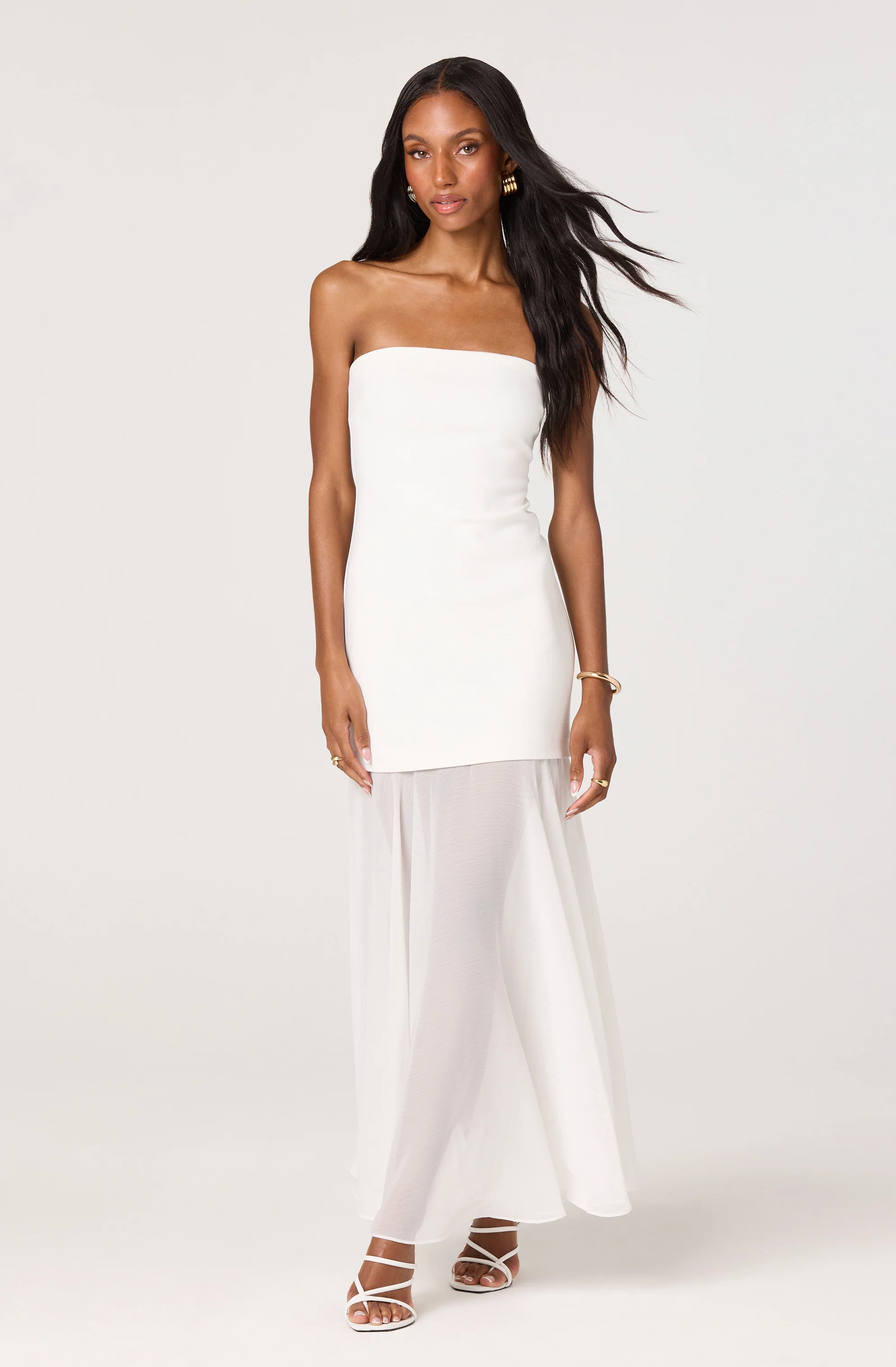 Lizet Strapless Mini Dress with Sheer Maxi Overlay - Image 5