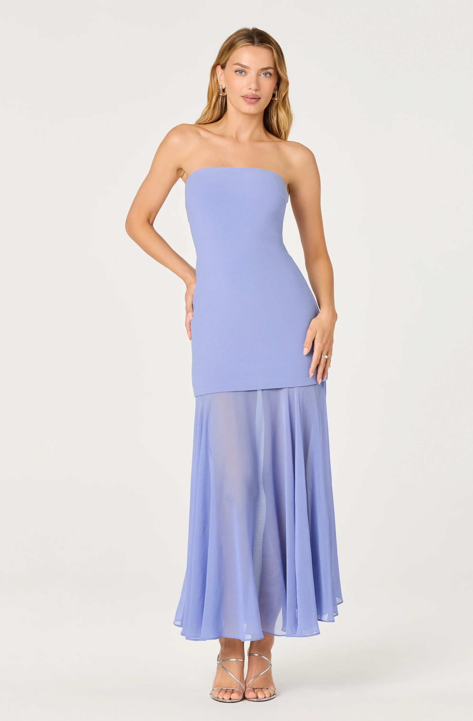 Lizet Strapless Mini Dress with Sheer Maxi Overlay - Image 7