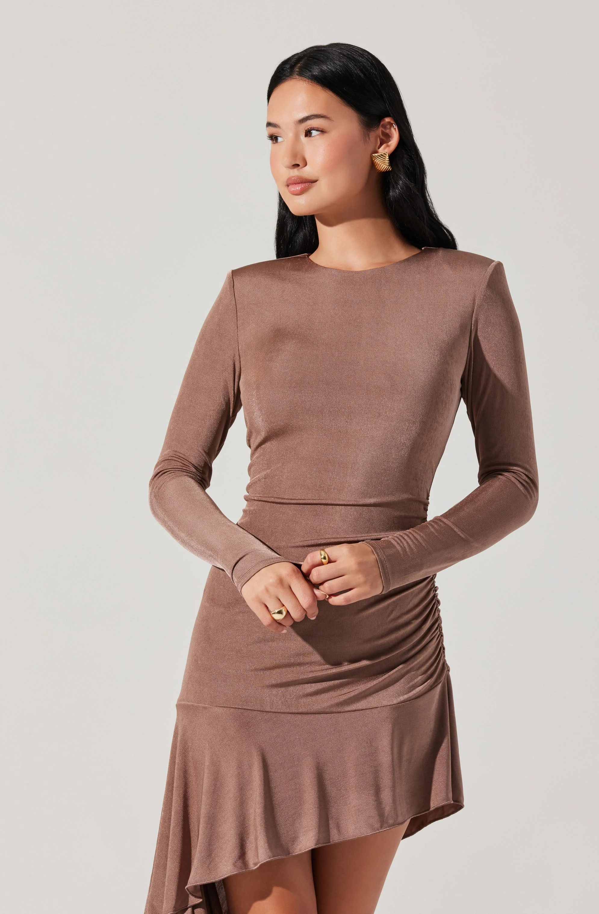 Asymmetric Ruffle Hem Mini Dress - Image 11