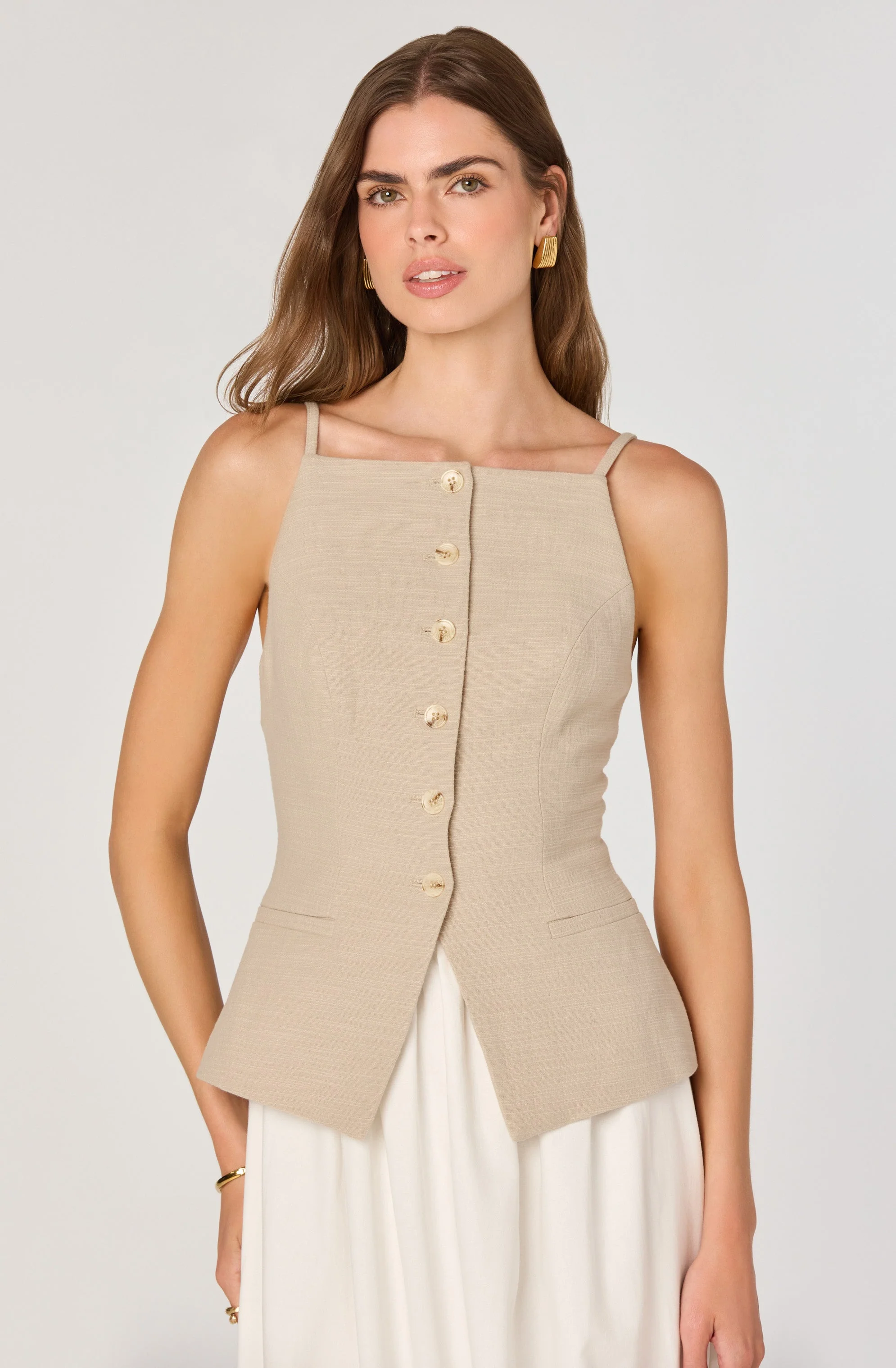 Longline Vest Mixed Media Dress - Image 2