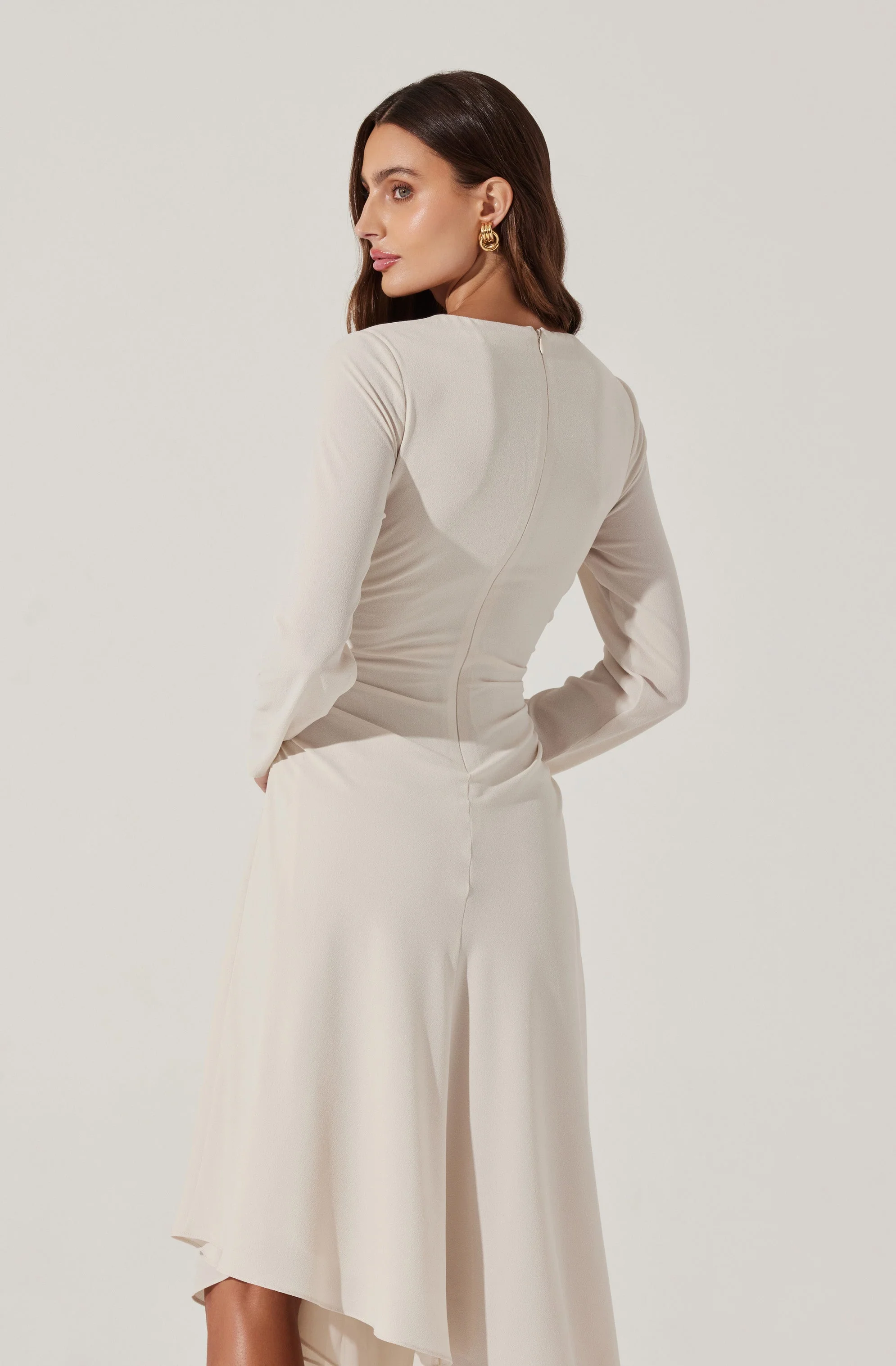 Long Sleeve Asymmetrical Hem Dress - Image 10