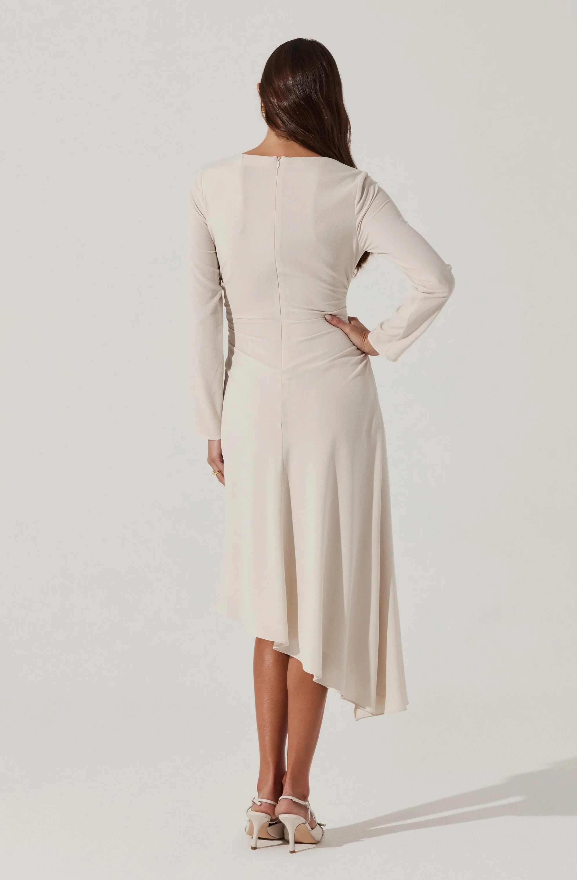 Long Sleeve Asymmetrical Hem Dress - Image 12